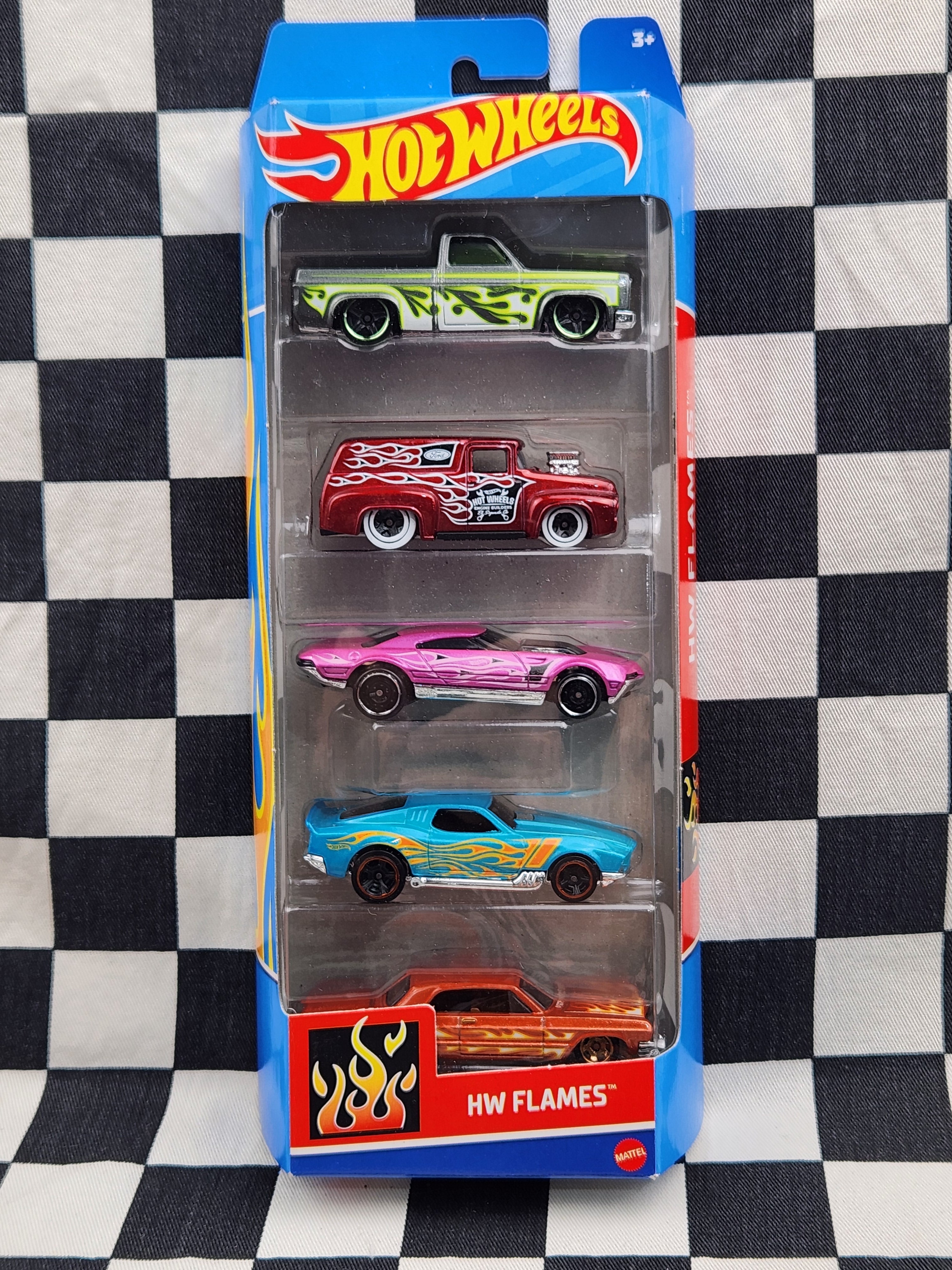 Hot Wheels Flames 5 Pack 56 Ford F100 83 Chevy Silverado 64 Impala & More