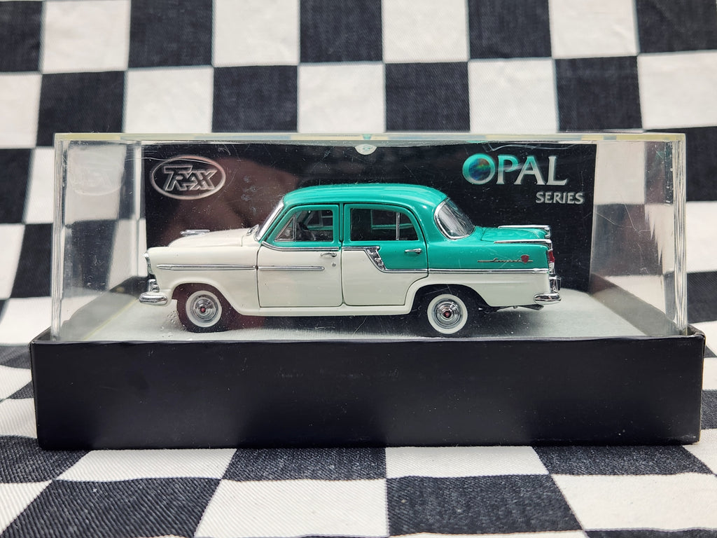 Trax 1:43 Opal Series 1958 FC Holden Special Sedan Two Tone Aqua Green & White TO02