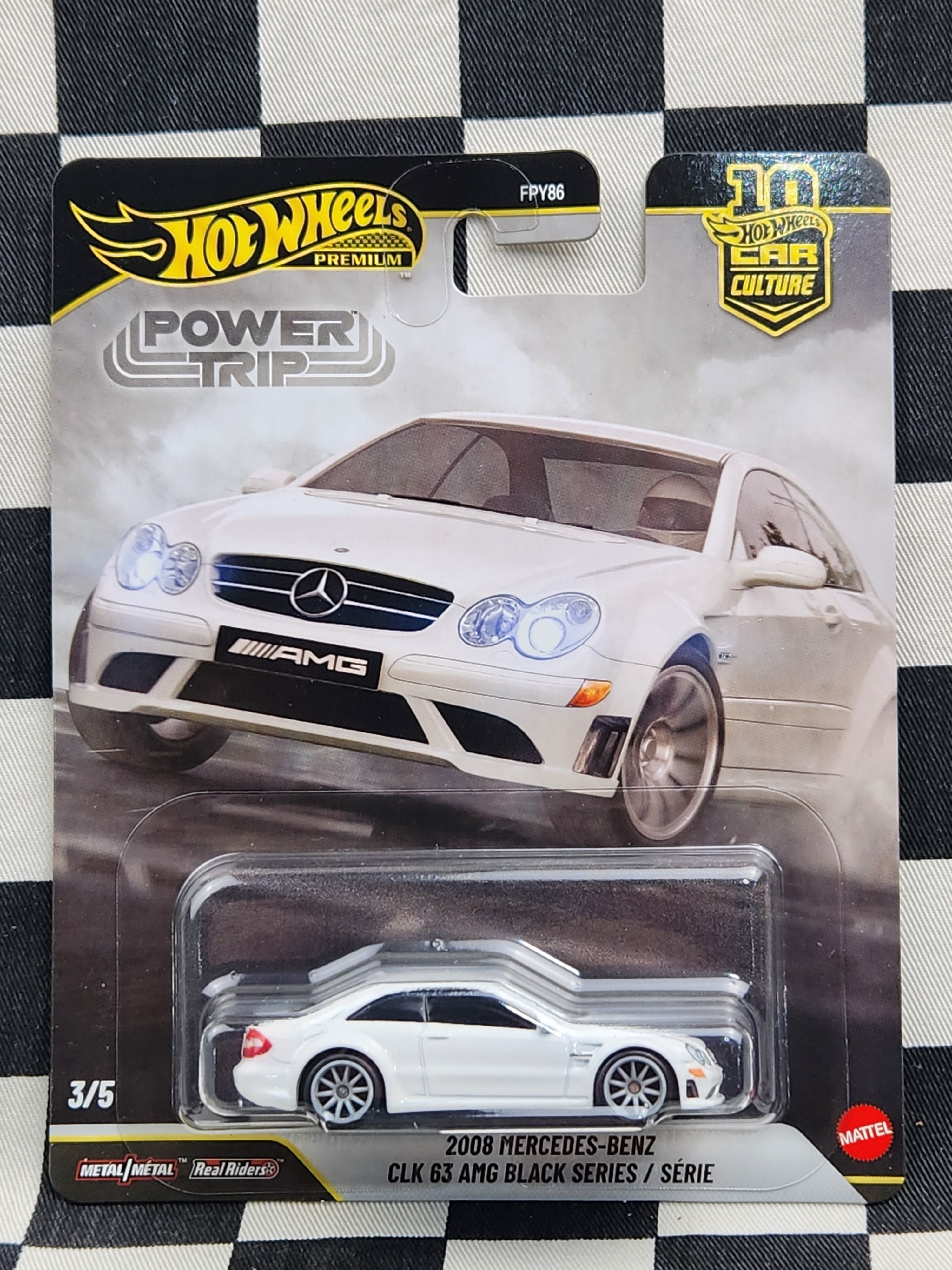 Hot Wheels Premium Power Trip 2008 Mercedes Benz CLK 63 AMG Black Series White