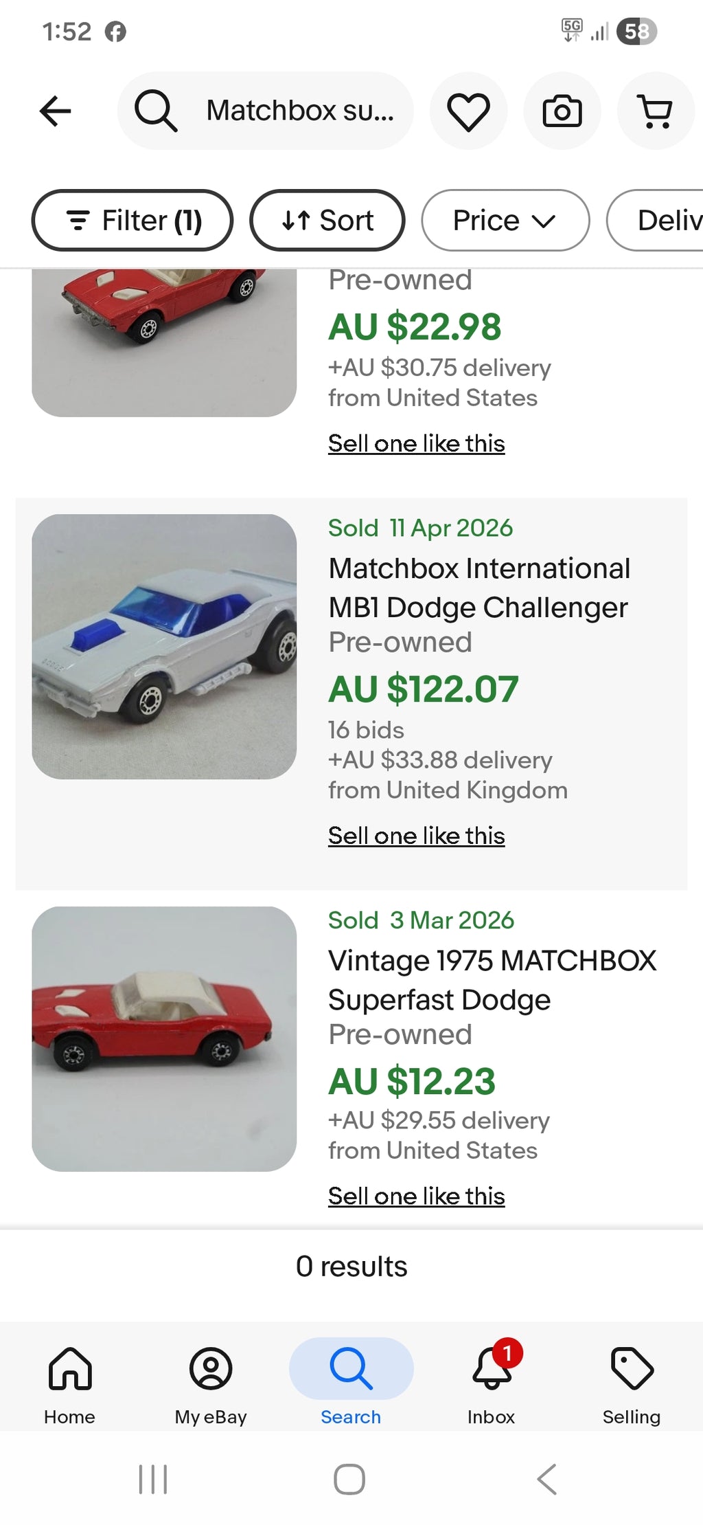 Rare! Loose Vintage Matchbox Superfast Dodge Challenger White International MB1