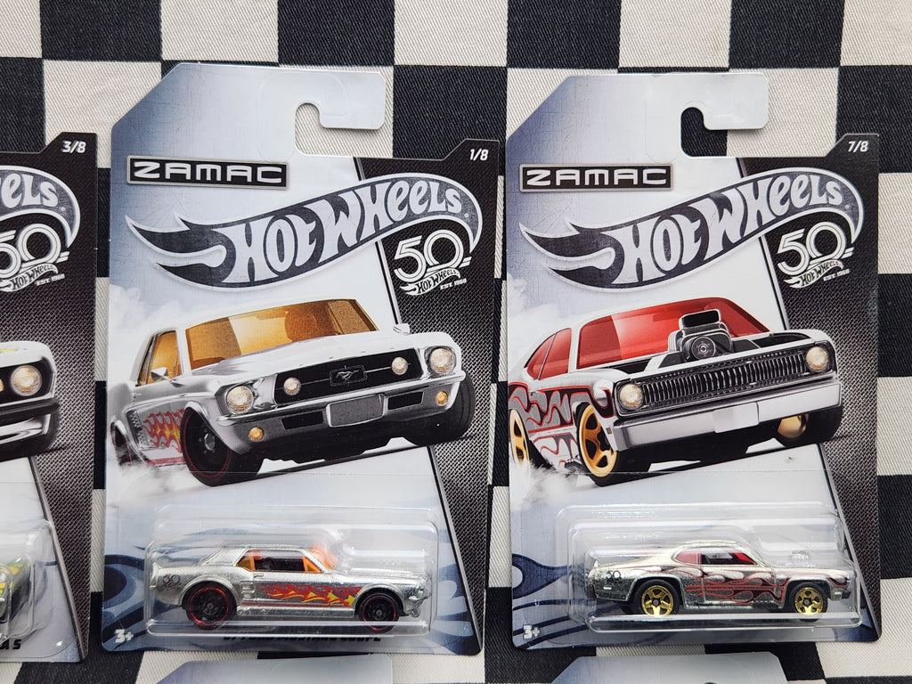 Hot Wheels ZAMAC 50th Anniversary Full Set 8 Cars Camaro Mustang Dodge Buick Plymouth