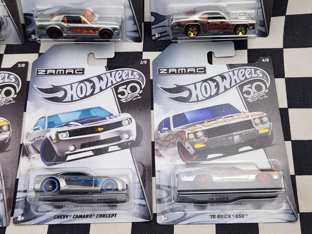 Hot Wheels ZAMAC 50th Anniversary Full Set 8 Cars Camaro Mustang Dodge Buick Plymouth