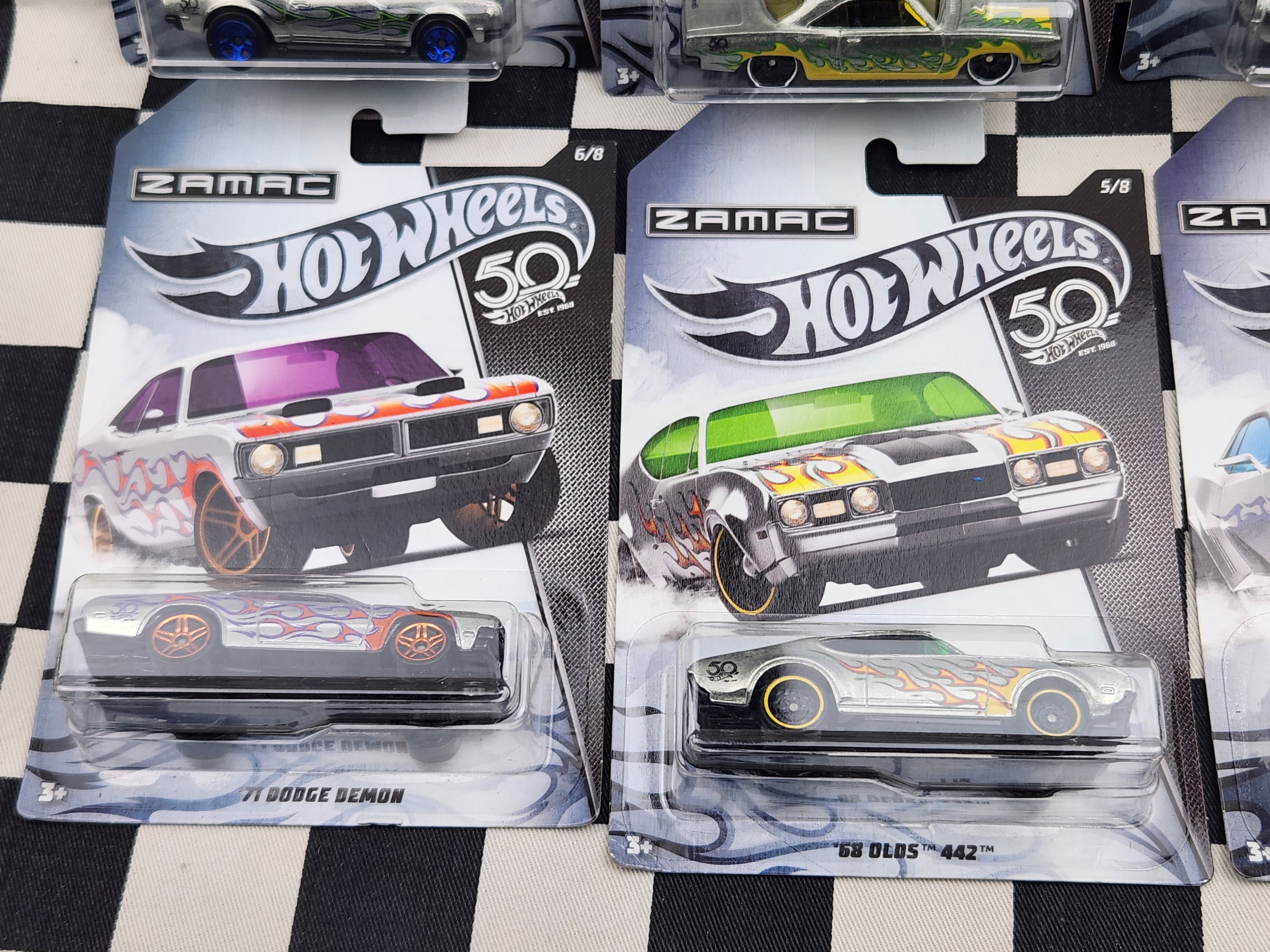 Hot Wheels ZAMAC 50th Anniversary Full Set 8 Cars Camaro Mustang Dodge Buick Plymouth