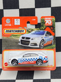 Matchbox 2008 Holden VF Commodore SSV Police Short Card