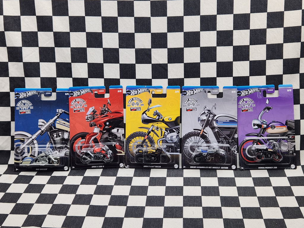 Hot Wheels Motorcycle Club Full Set of 5 BMW Honda Ducati Bad Bagger Harley