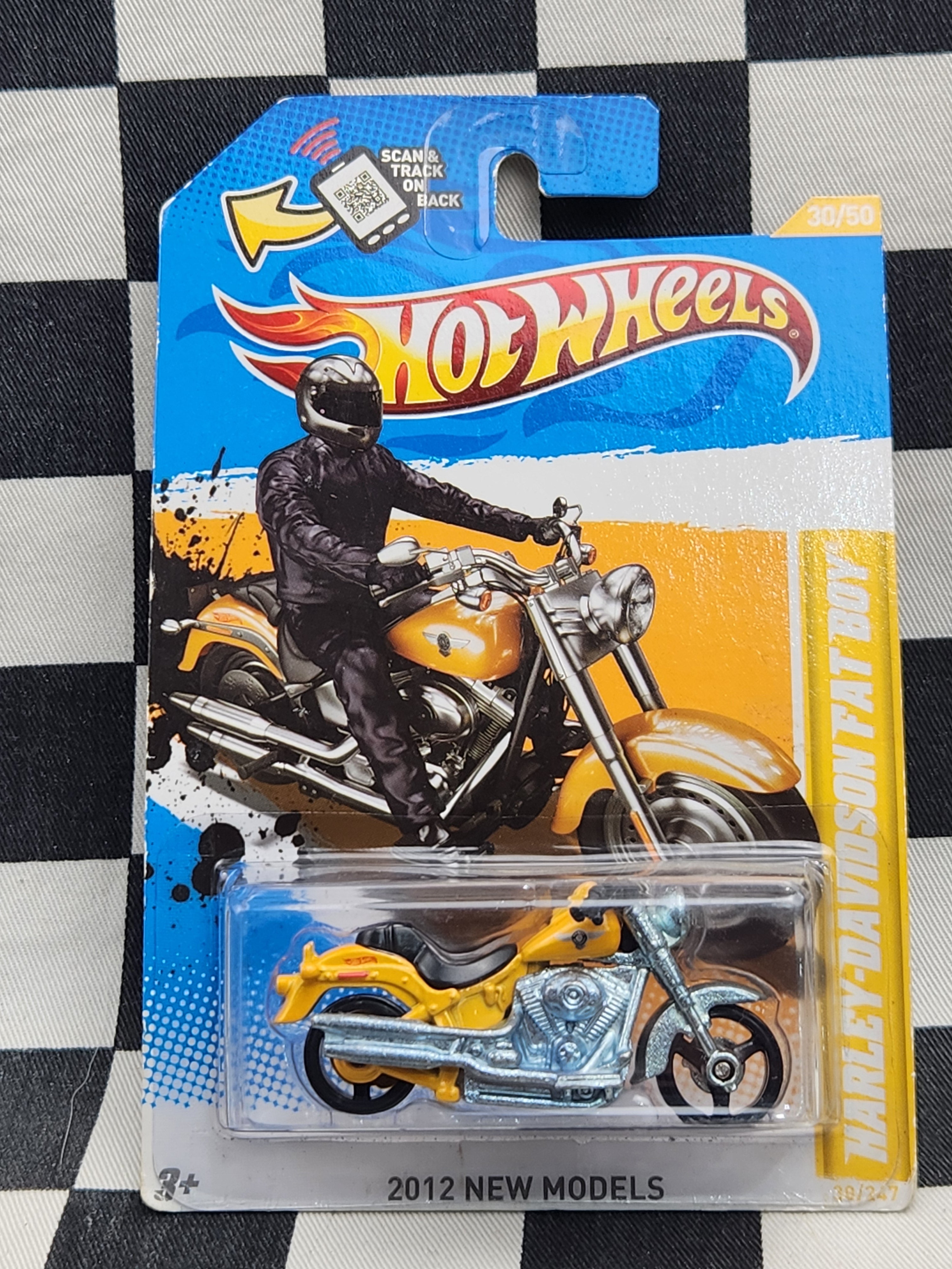 Hot Wheels 2012 First Edition Harley Davidson Fat Boy Yellow