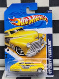 Hot Wheels 2012 City Works 47 Chevy Fleetline Taxi Yellow