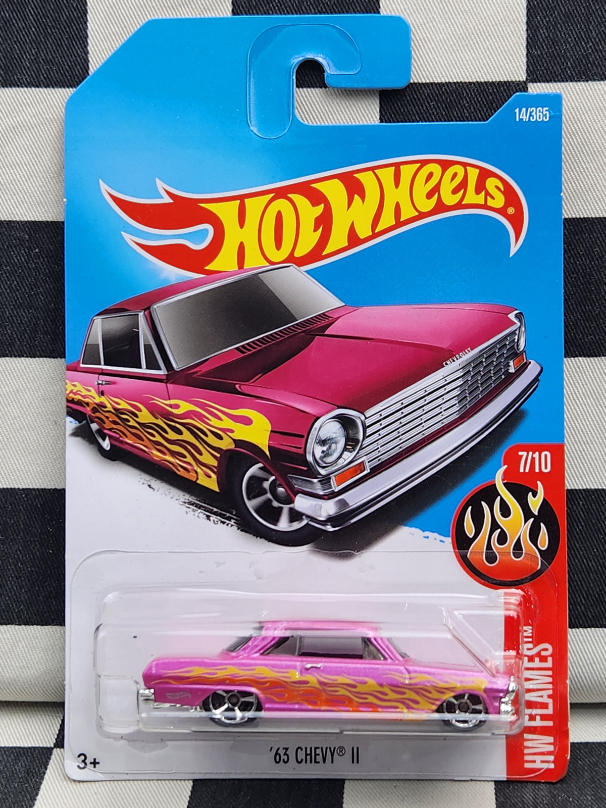 Hot Wheels 2018 Flames 63 Chevy II Pink