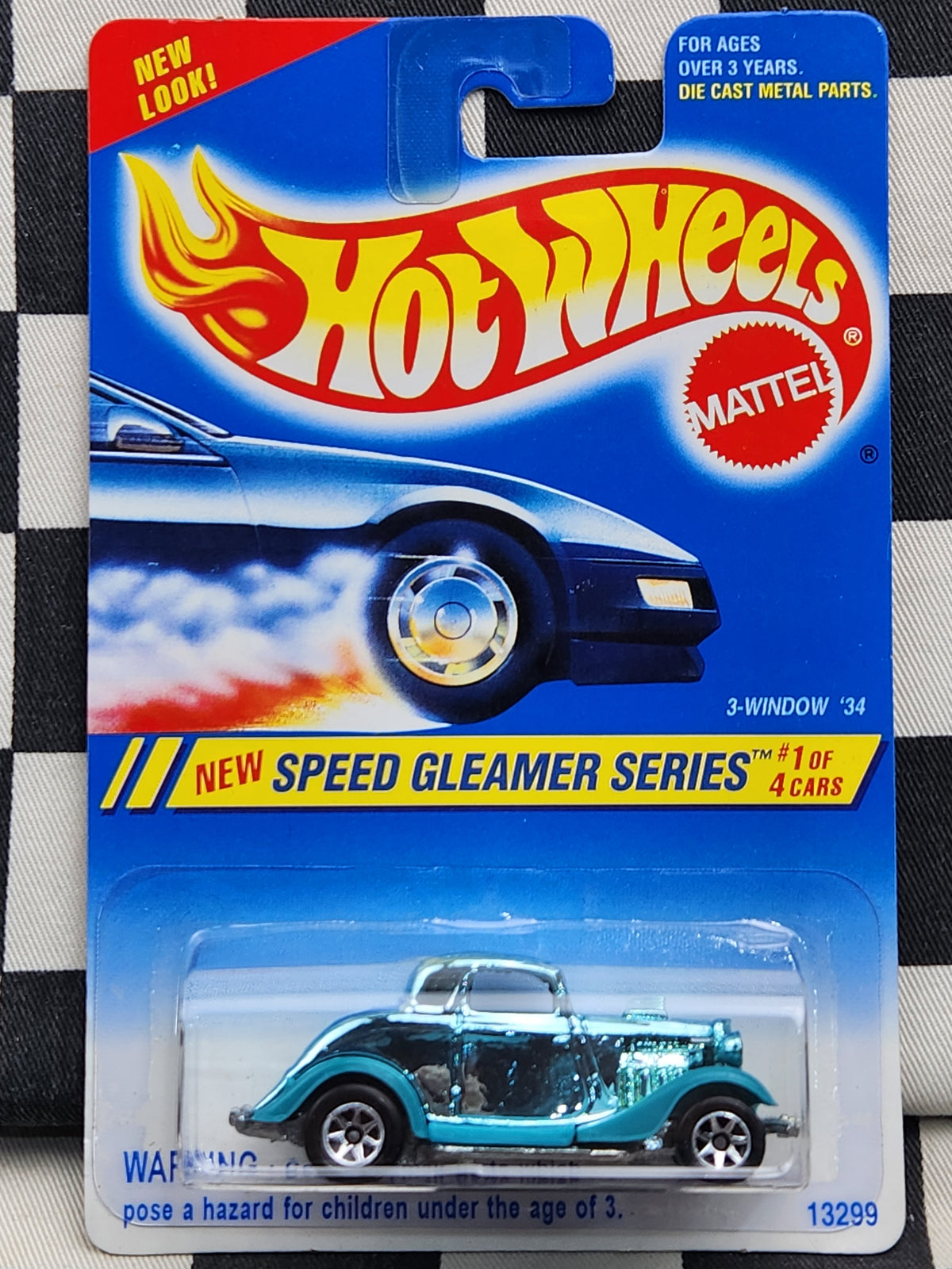 Hot Wheels 1995 Speed Gleamer Series 3 Window 34 Ford Coupe Hot Rod Chrome Blue