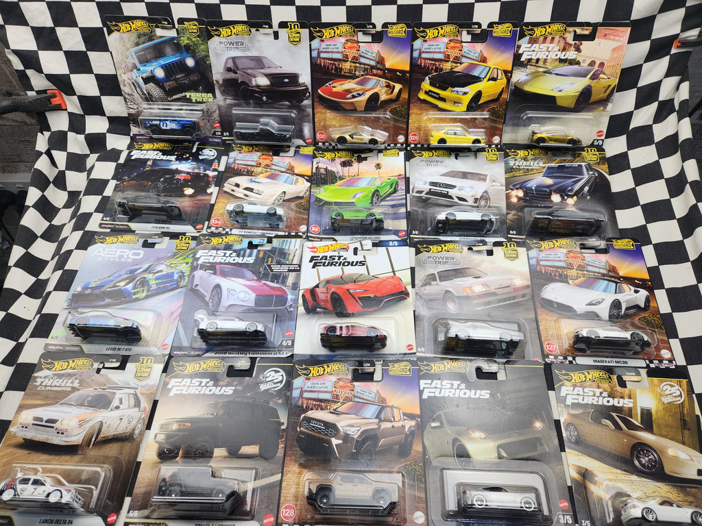 Hot Wheels Premium MEGA CLEARANCE BUNDLE #3 20 Cars  20 Rubber Tyre metal Chassis Premium range cars
