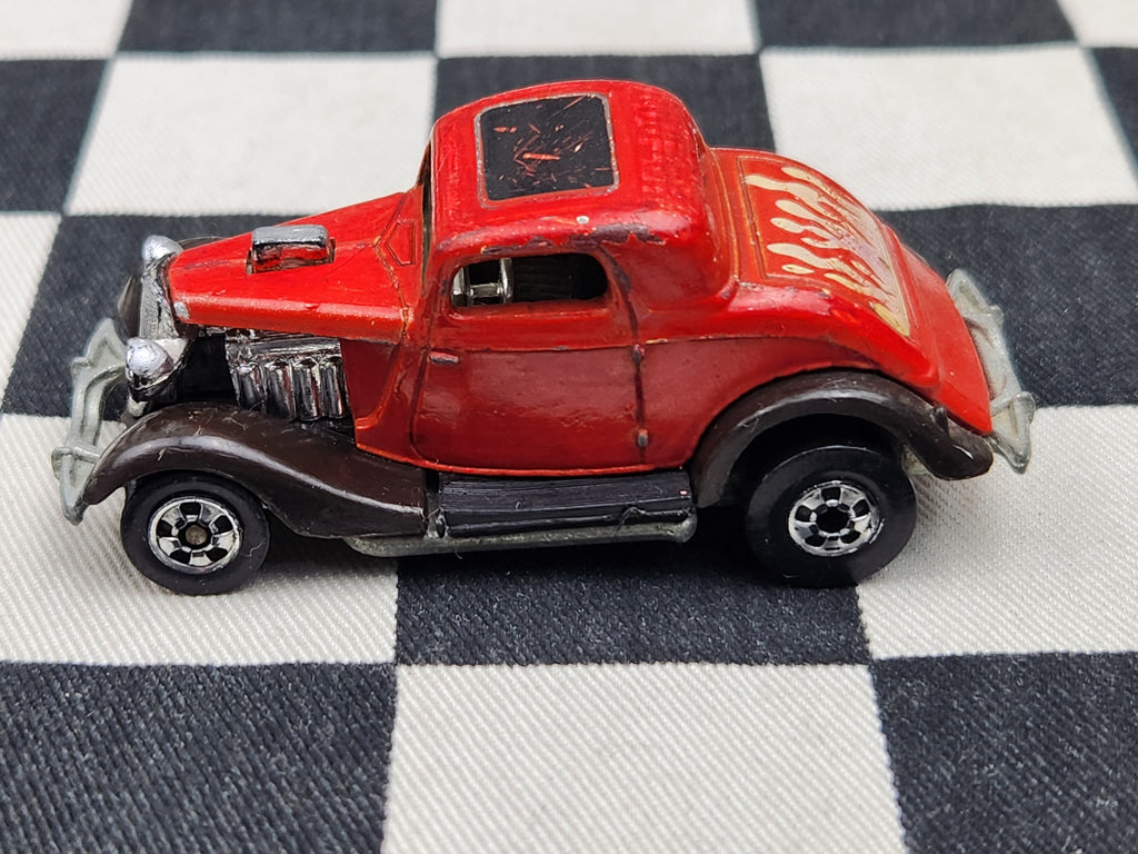Vintage Loose Hot Wheels 34 Ford 3 Window Coupe Hot Rod HI Raker Blackwalls Dark Brown Guard Variant