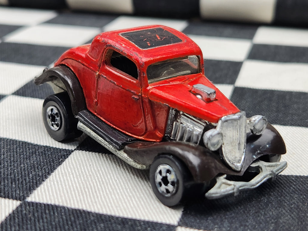 Vintage Loose Hot Wheels 34 Ford 3 Window Coupe Hot Rod HI Raker Blackwalls Dark Brown Guard Variant