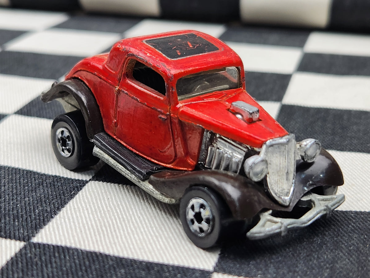 Vintage Loose Hot Wheels 34 Ford 3 Window Coupe Hot Rod HI Raker Blackwalls Dark Brown Guard Variant