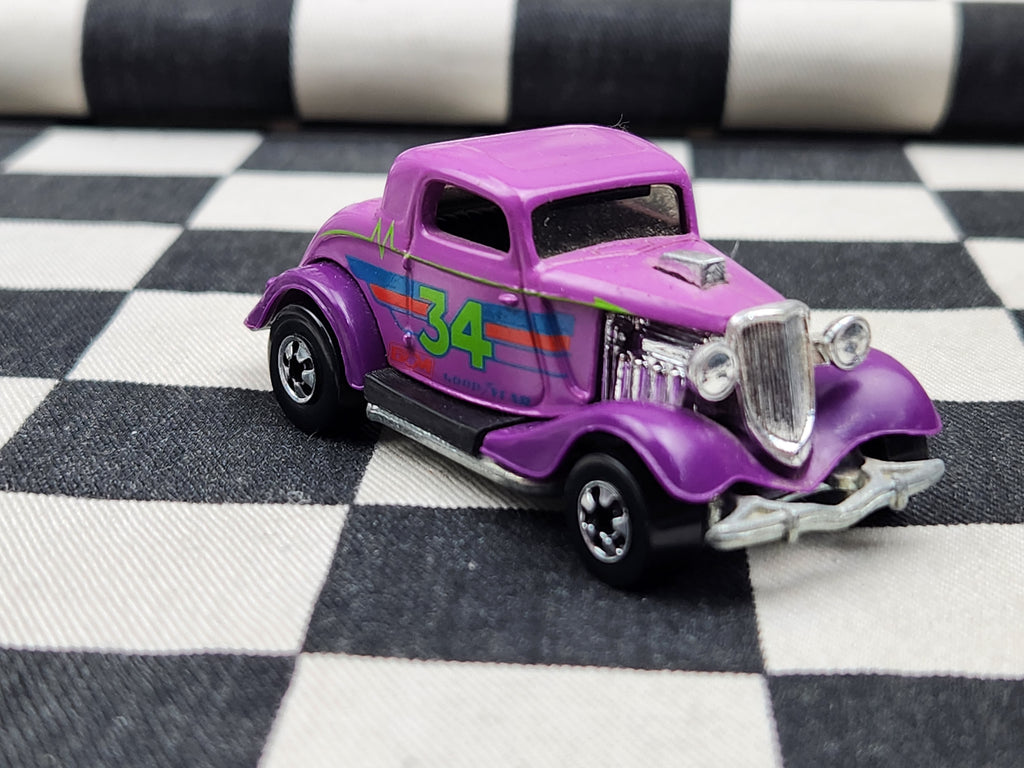 Vintage Loose Hot Wheels 34 Ford 3 Window Coupe Hot Rod Purple/Pink