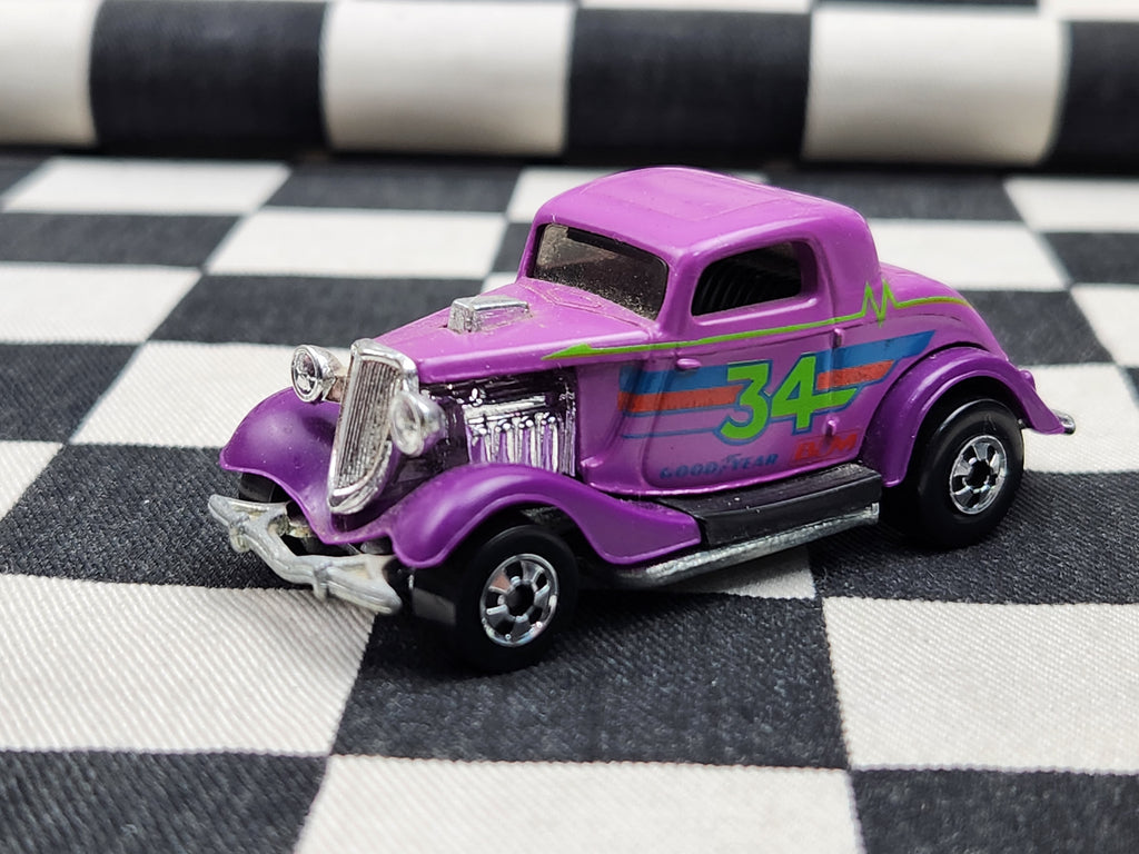 Vintage Loose Hot Wheels 34 Ford 3 Window Coupe Hot Rod Purple/Pink