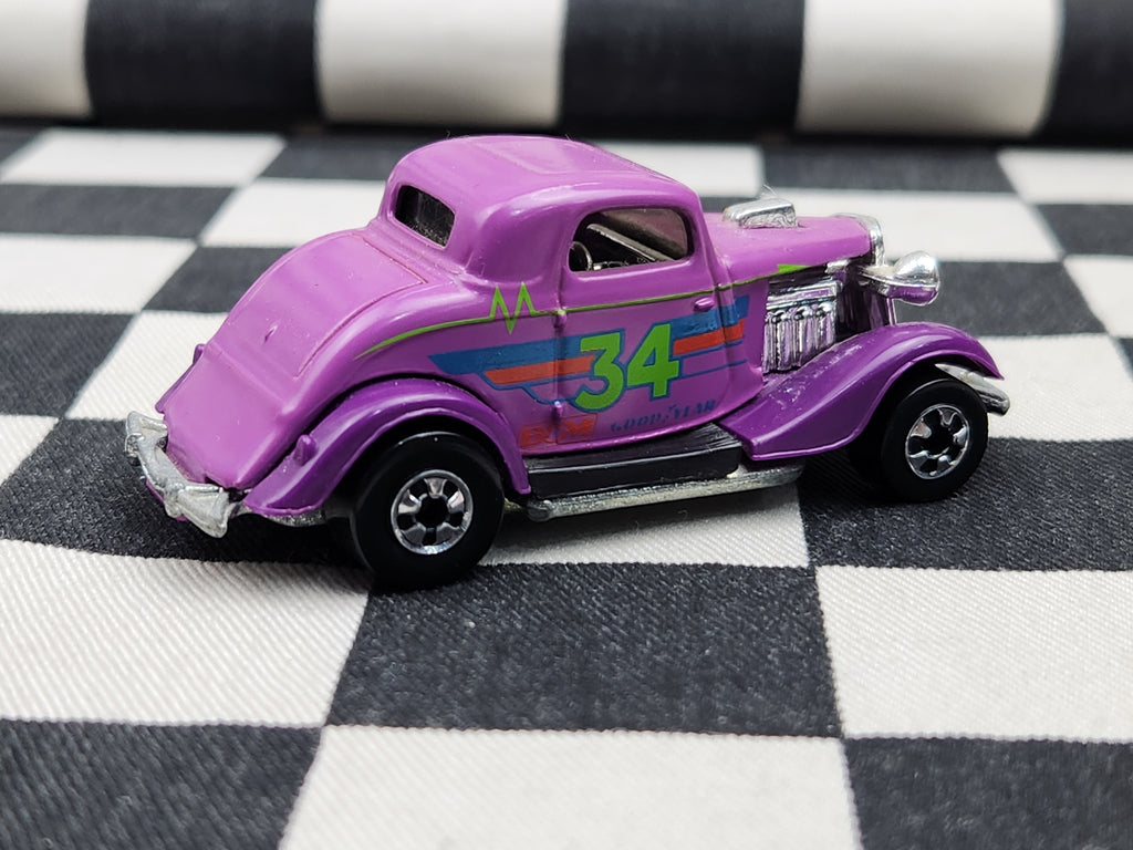 Vintage Loose Hot Wheels 34 Ford 3 Window Coupe Hot Rod Purple/Pink