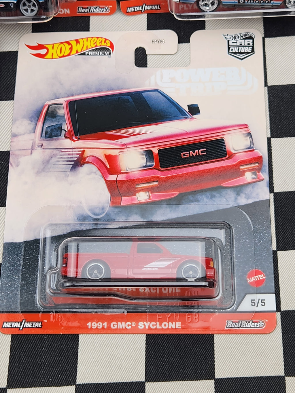 Hot Wheels Premium Power Trip Set of 5 Dodge SRT Demon Plymouth Barracuda Hemi Buick Regal GNX GMC Syclone Chevy Luv