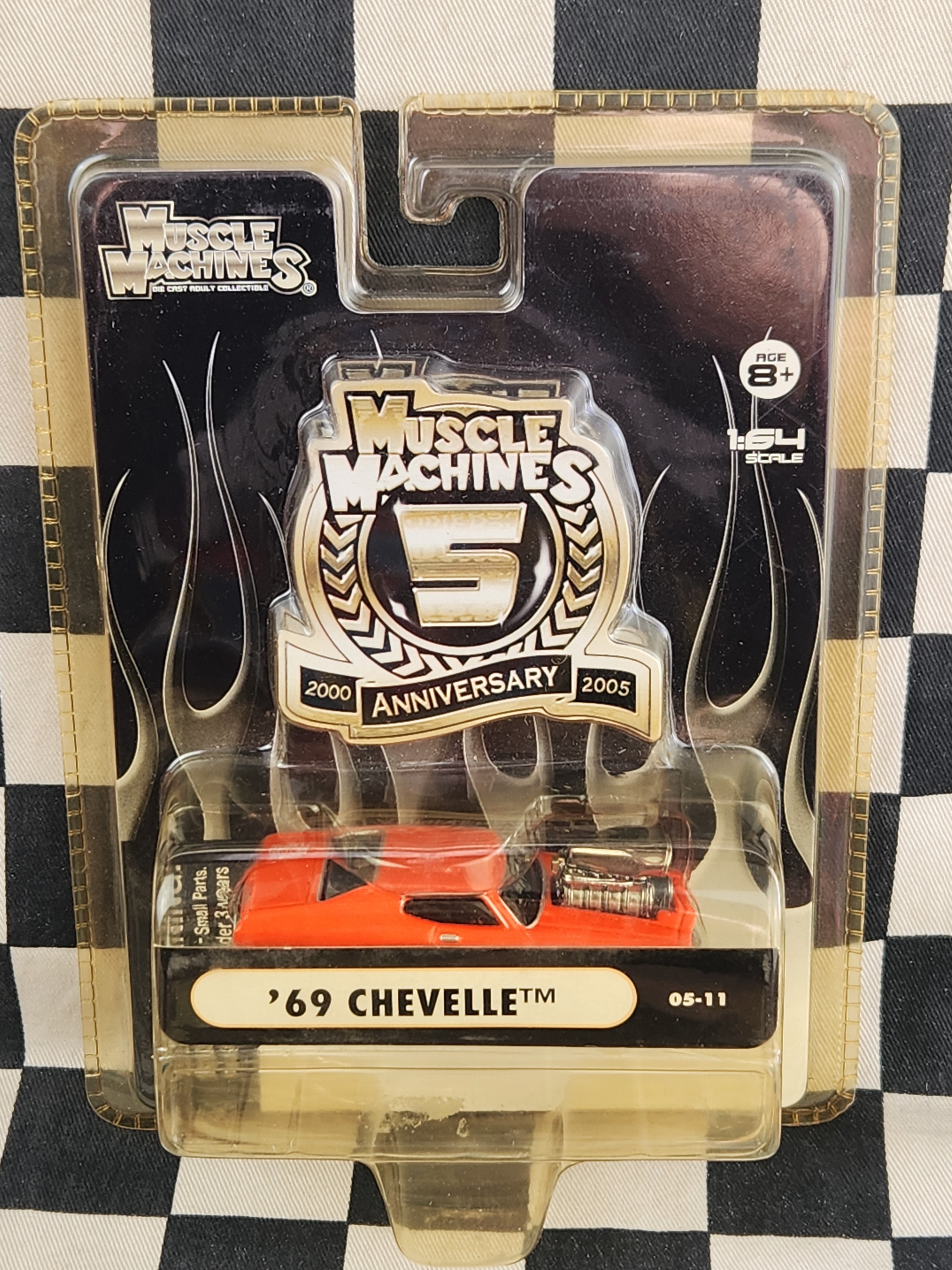 Muscle Machines 5th Anniversary 69 Chevelle Card Plastic Yellowed