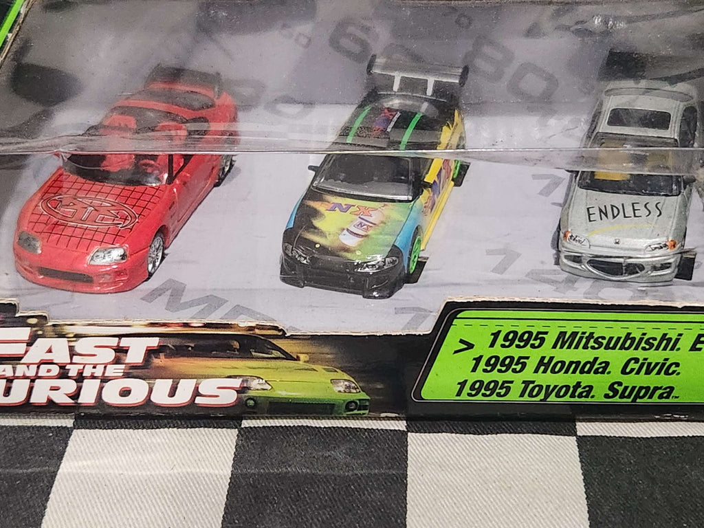 Racing Champions Fast & Furious 3 Car Set Toyota Supra Honda Civic Mitsubishi