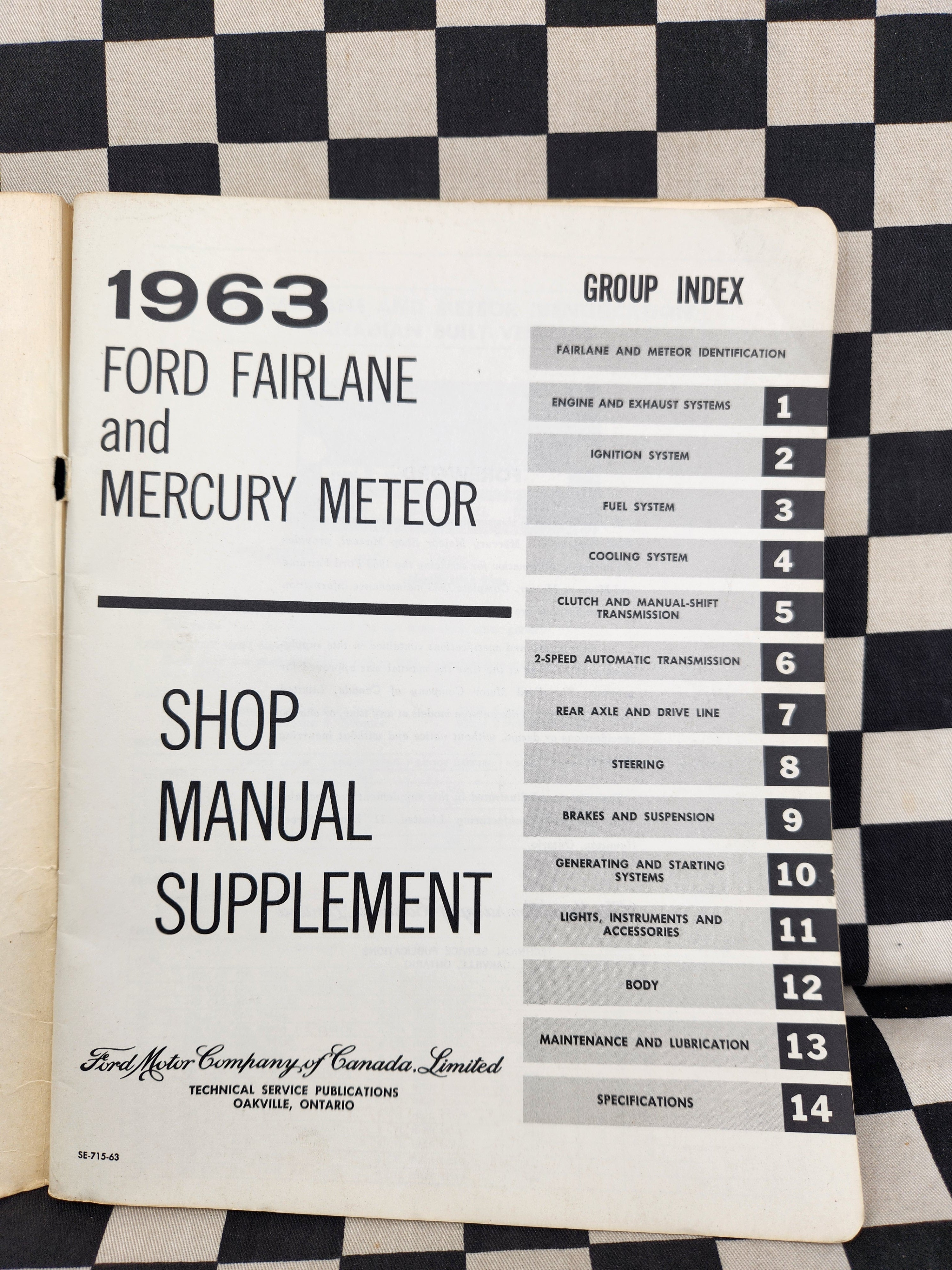 Ford 1963 Compact Fairlane & Mercury Meteor Factory Workshop Manual Supplement