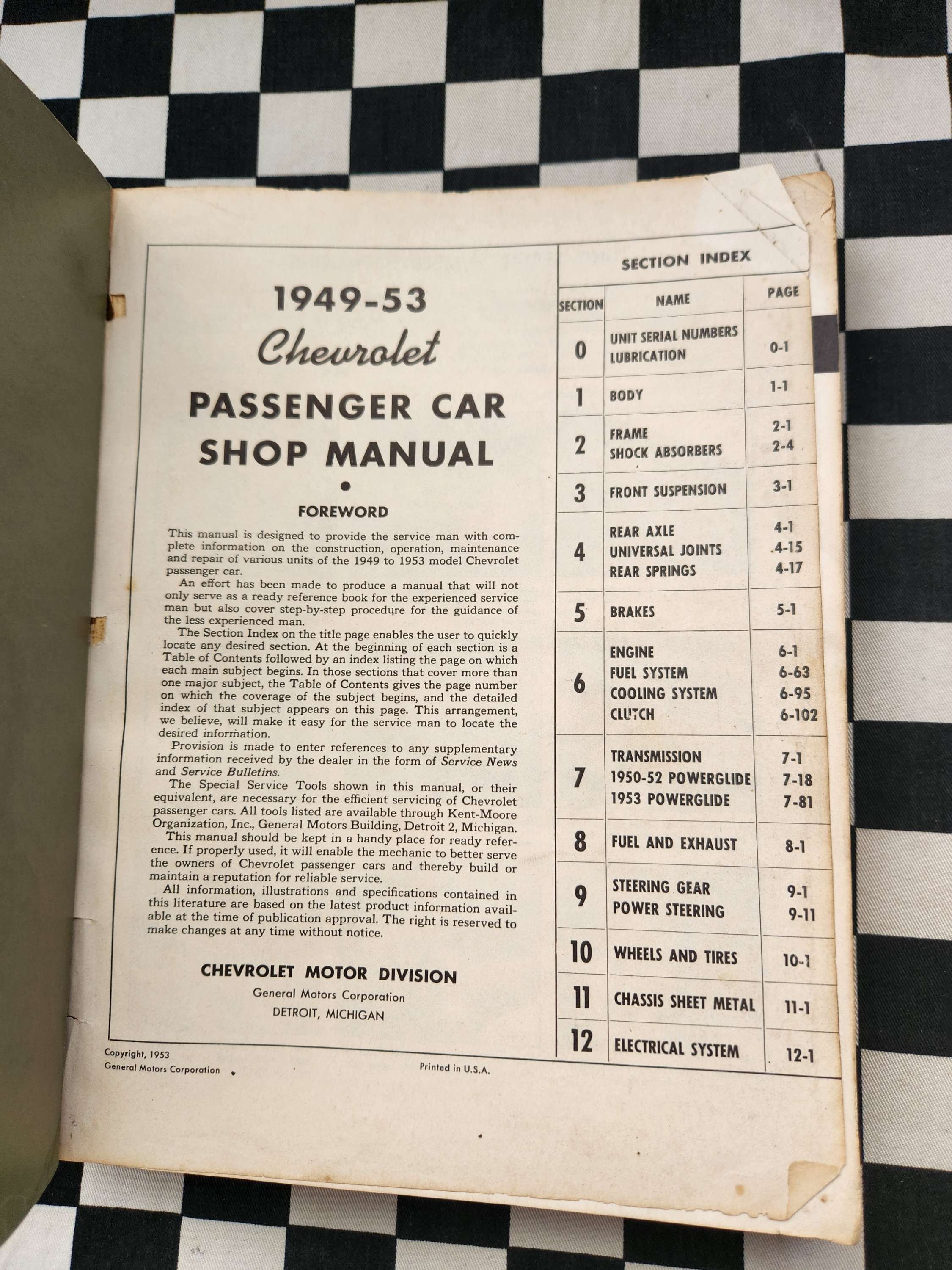 Chevrolet 1949 to 1953 Passenger Car Workshop Manual