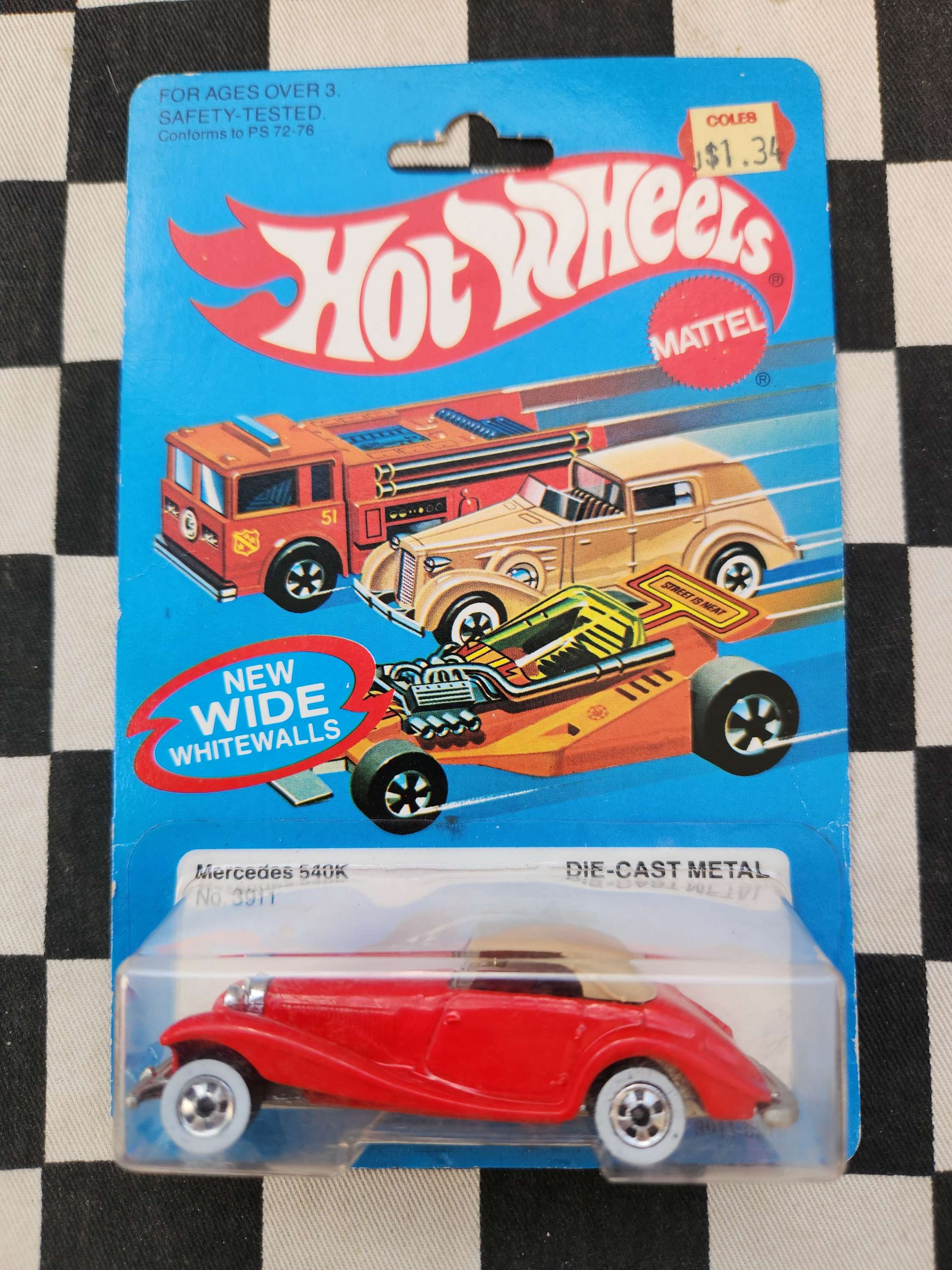 Hot Wheels 1982 Blue Card Mercedes 540K Red/ Whitewall Tyres