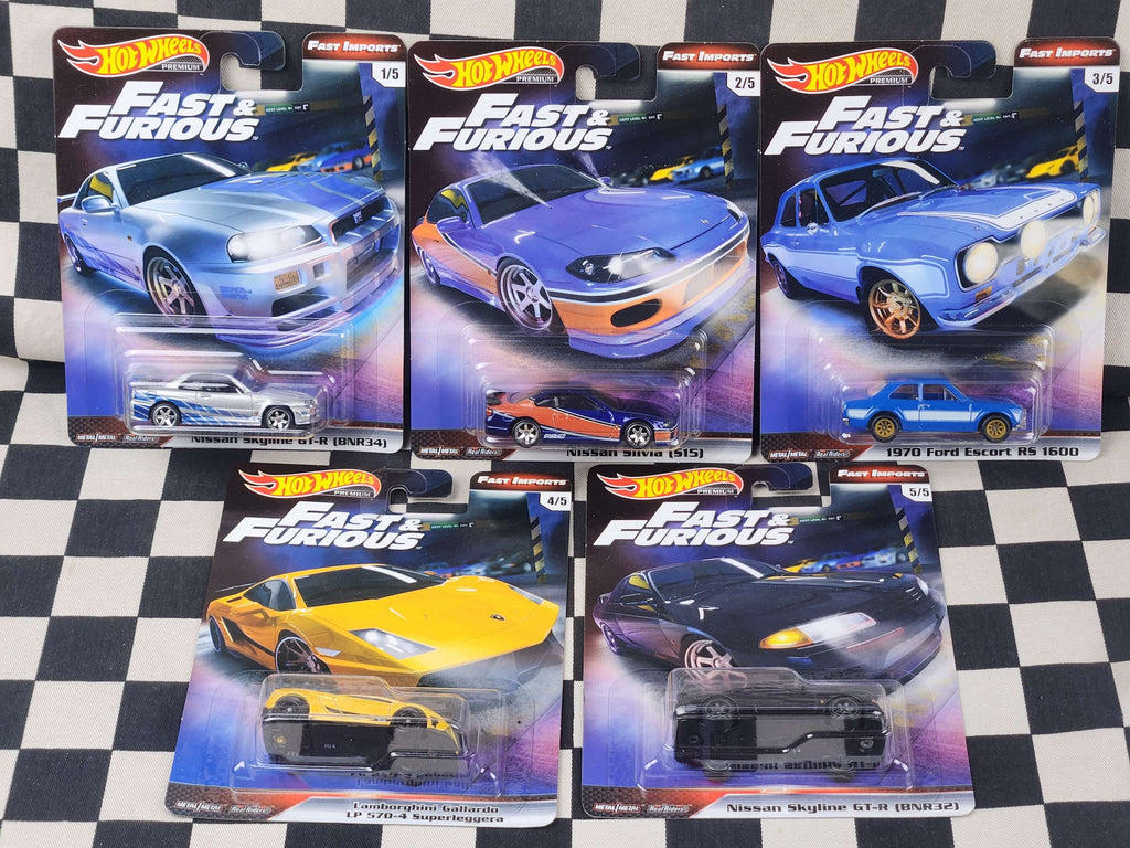 Hot Wheels Fast & Furious Fast Imports Set 5 Cars Nissan Skyline Silvia Escort
