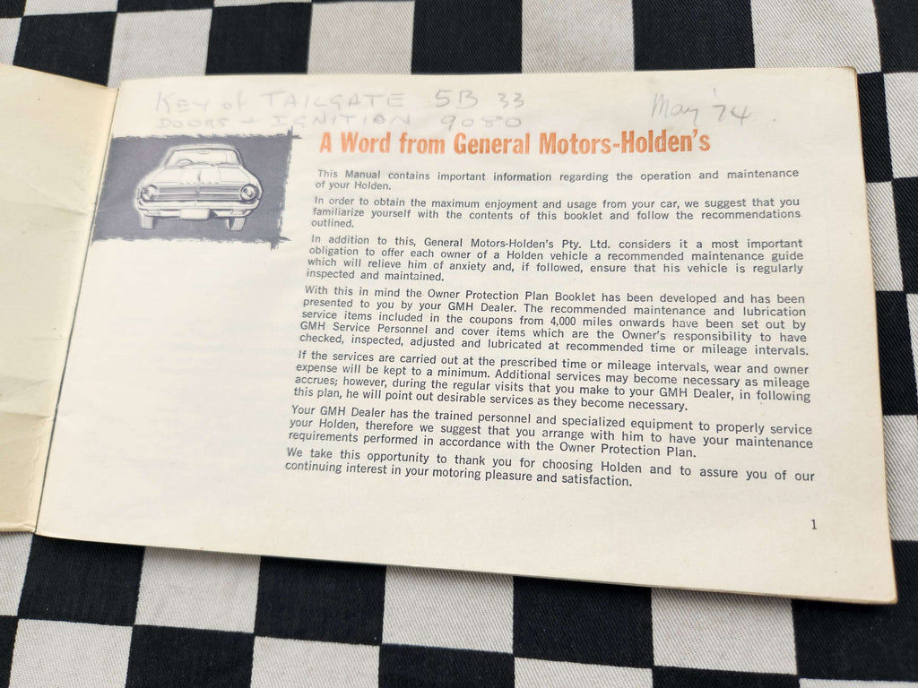 Genuine Holden HD Owners Glovebox Manual 1965 Good Condition