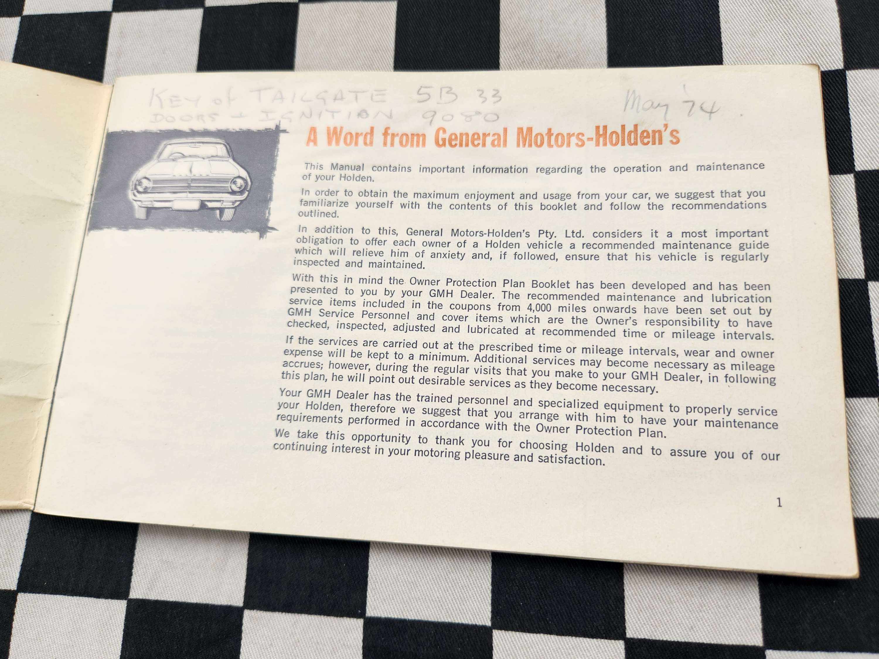 Genuine Holden HD Owners Glovebox Manual 1965 Good Condition
