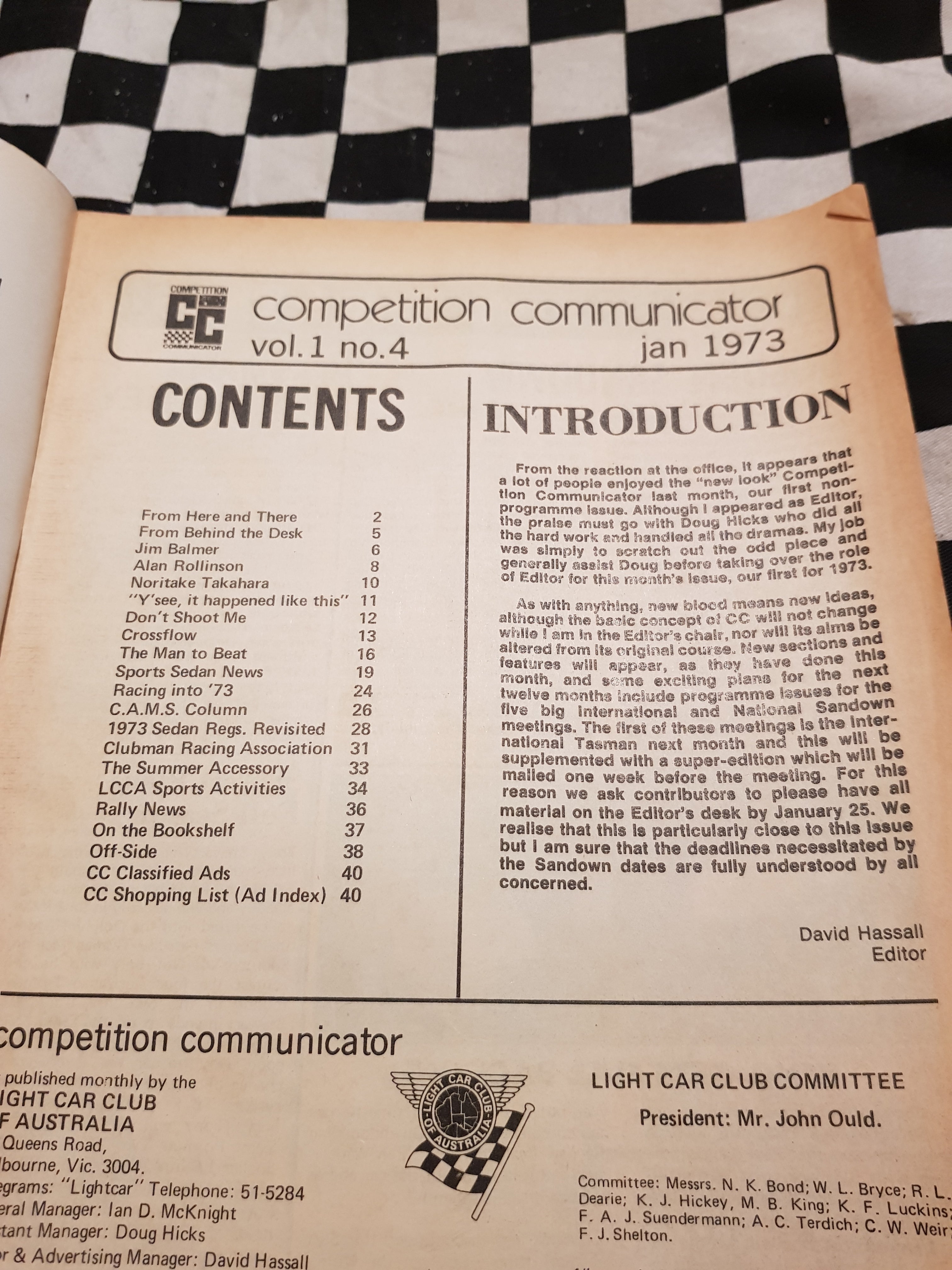 Competition Communicator Vol 1 #4 jan 1973 race program