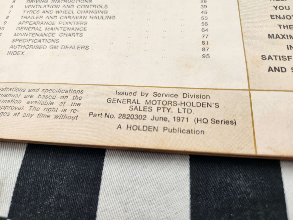 Genuine Holden HQ Owners Glovebox Manual June 1971 Print