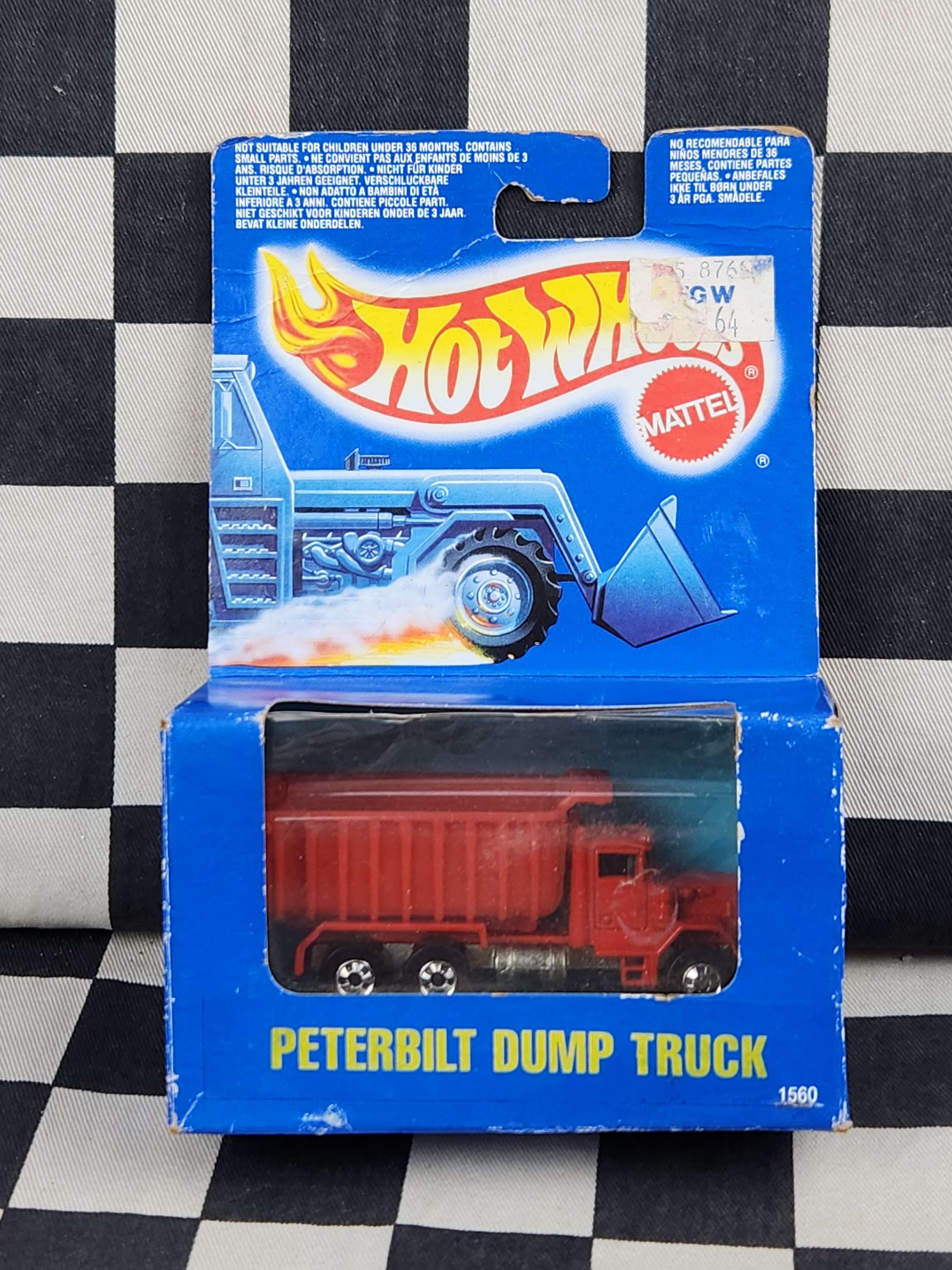 Hot Wheels 1990 Blue Box Peterbilt Dump Truck Red