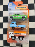 Matchbox 3 Pack MBX Construction II Gulf Dodge A100 Water Truck Chevy Pickup