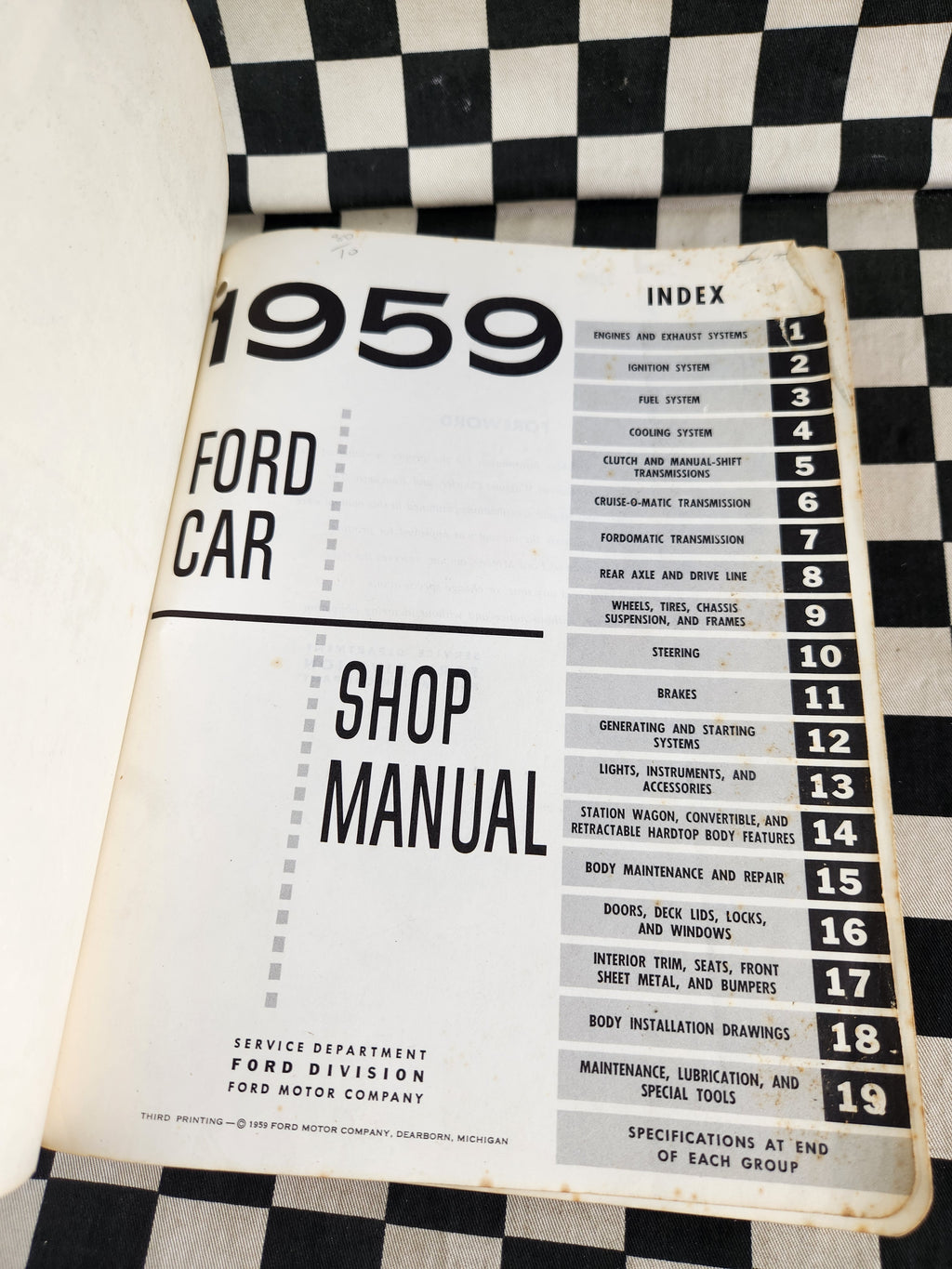 Genuine 1959 Ford Workshop Manual Passenger Car Tank Fairlane Ranchwagon