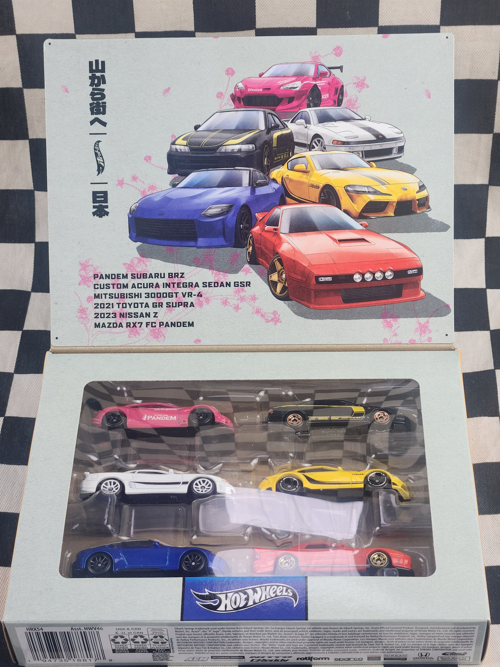 Hot Wheels JDM 6 Pack Subaru Mazda RX7 Nissan Z Toyota Supra Acura GSR 3000GT