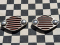 Vintage Hot Rod /Kustom Finned Alloy Lake Pipe Covers Pair