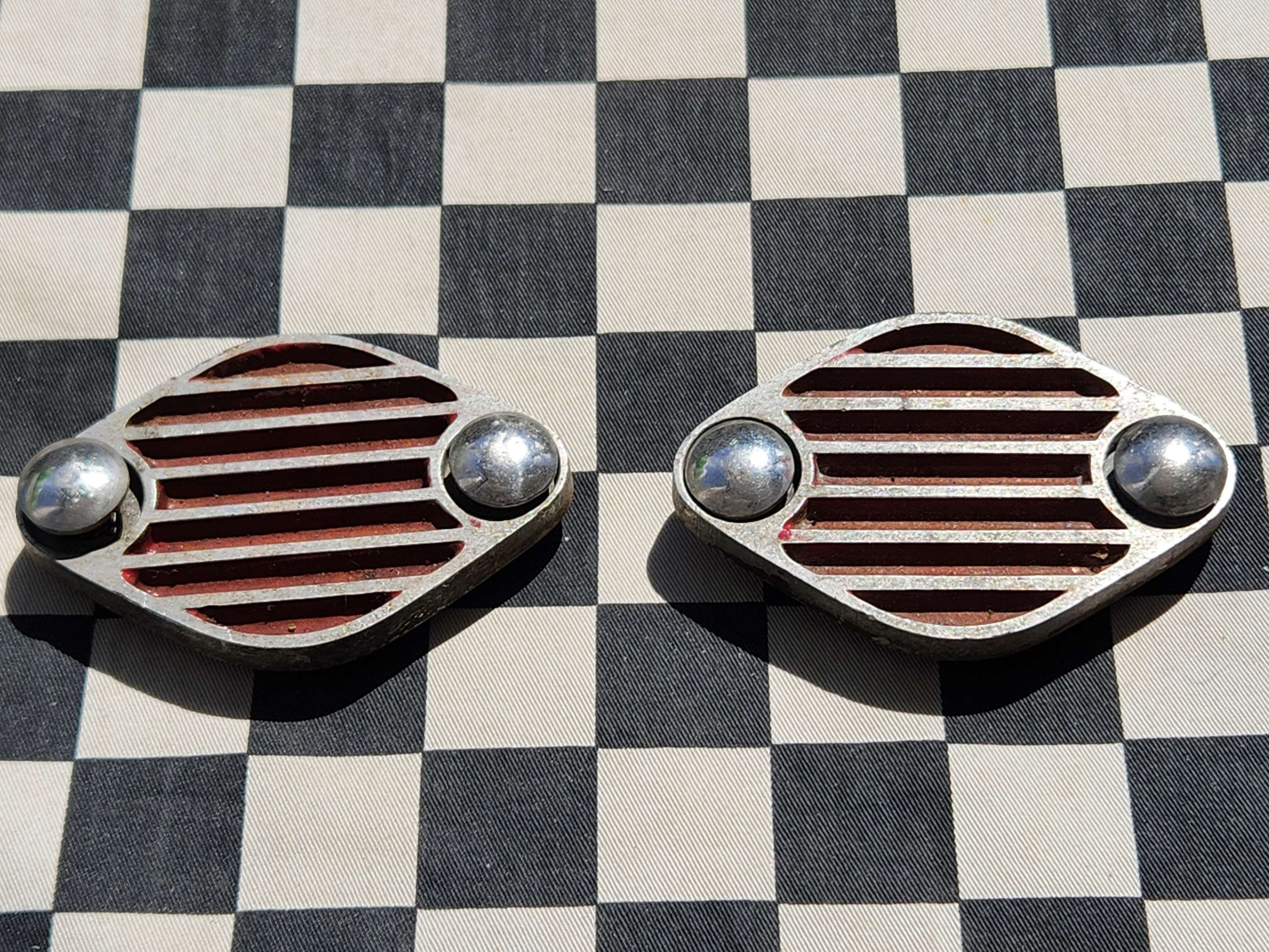 Vintage Hot Rod /Kustom Finned Alloy Lake Pipe Covers Pair