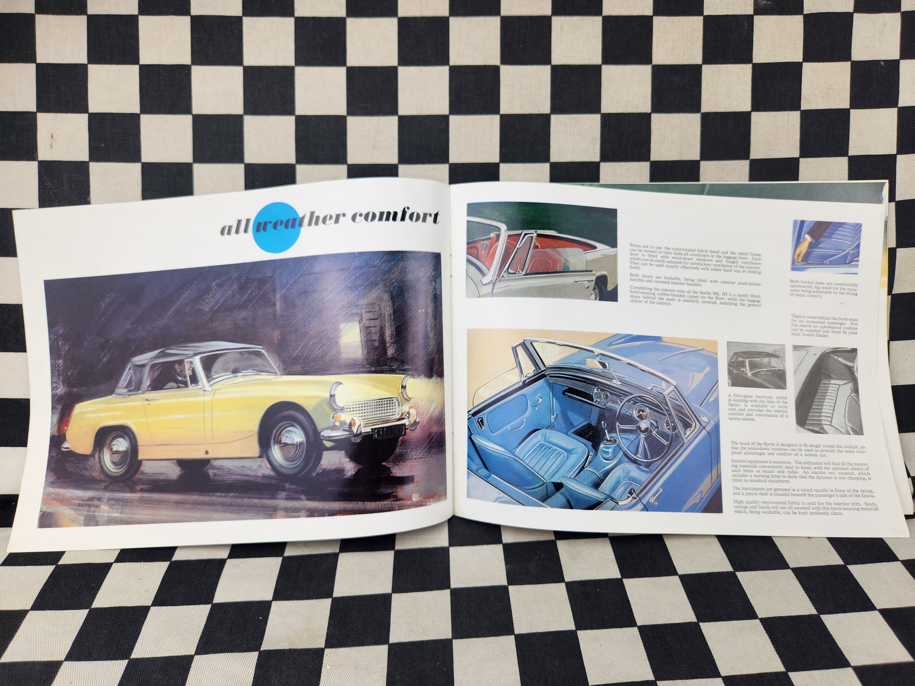 Austin Healey Sprite Mk3 Full Sales Brochure + Wire Wheels Option Brochure