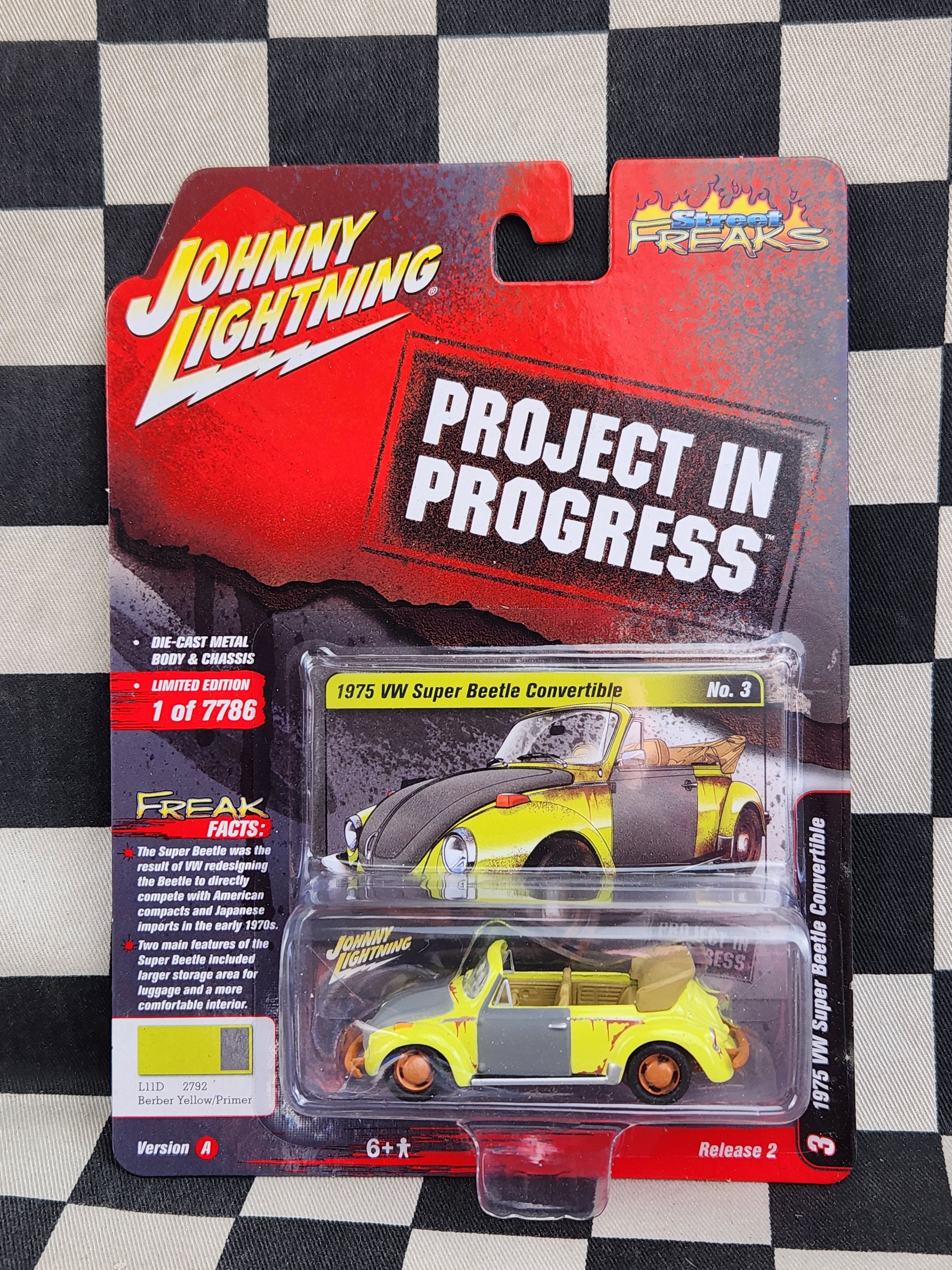 Johnny Lightning Project in Progress 1975 VW Super Beetle Convertible Yellow