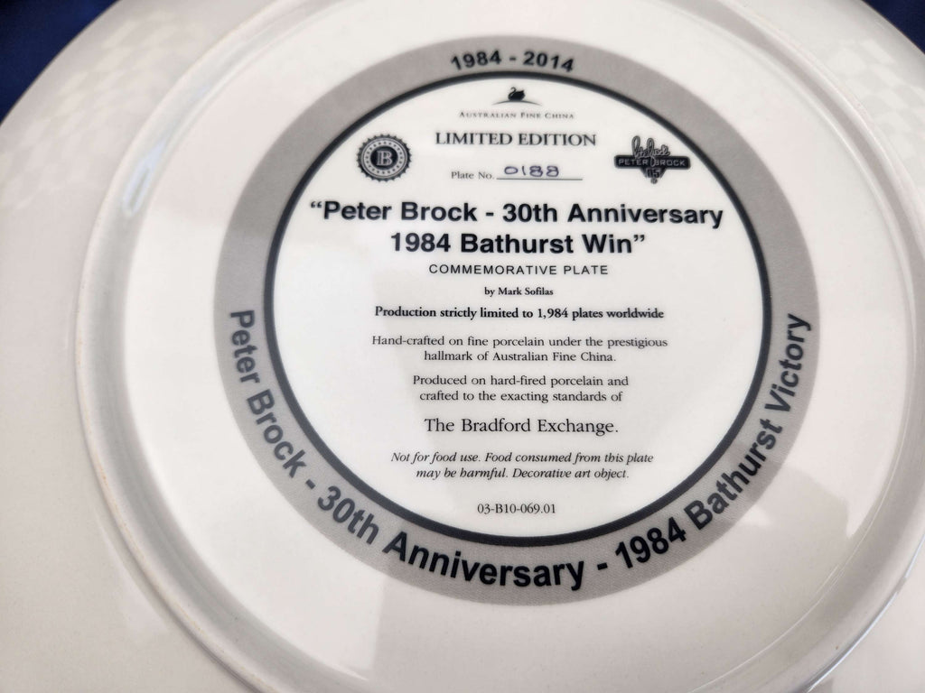 Peter Brock 30th Anniversary 1984 Bathurst Win Large 30cm Collectors Plate