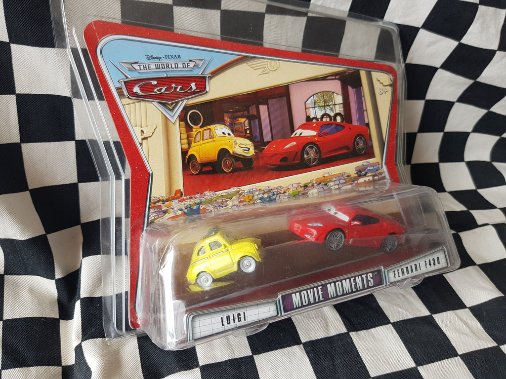 Disney Pixar The world Of Cars Movie Moments Twin Pack Ferrari F430 & Luigi