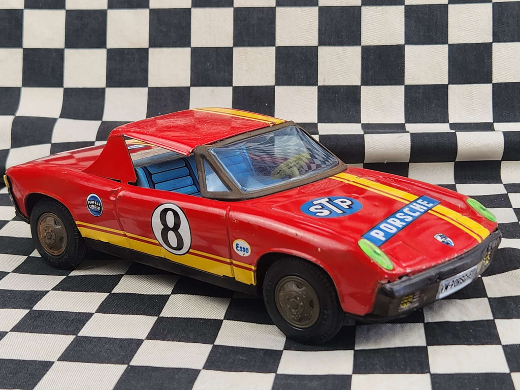 Vintage Tin Porsche 914 Friction Car ASAHI Made in Korea Aprox 1/18