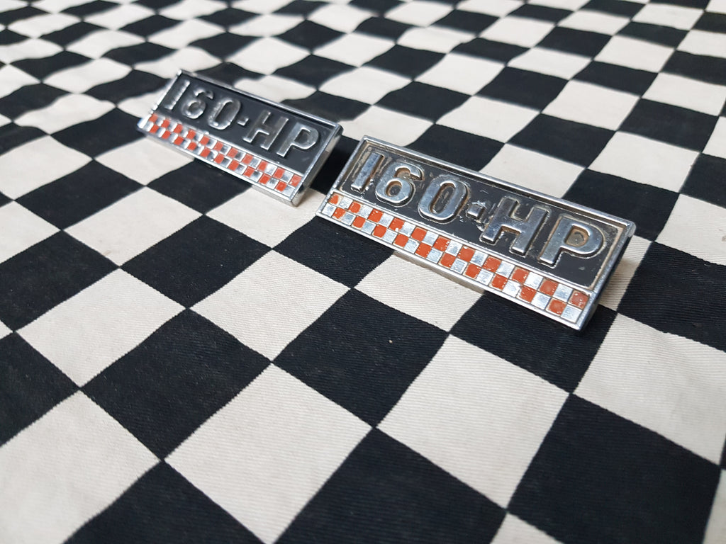 2x Chrysler Valiant Original 160 HP Guard Badges