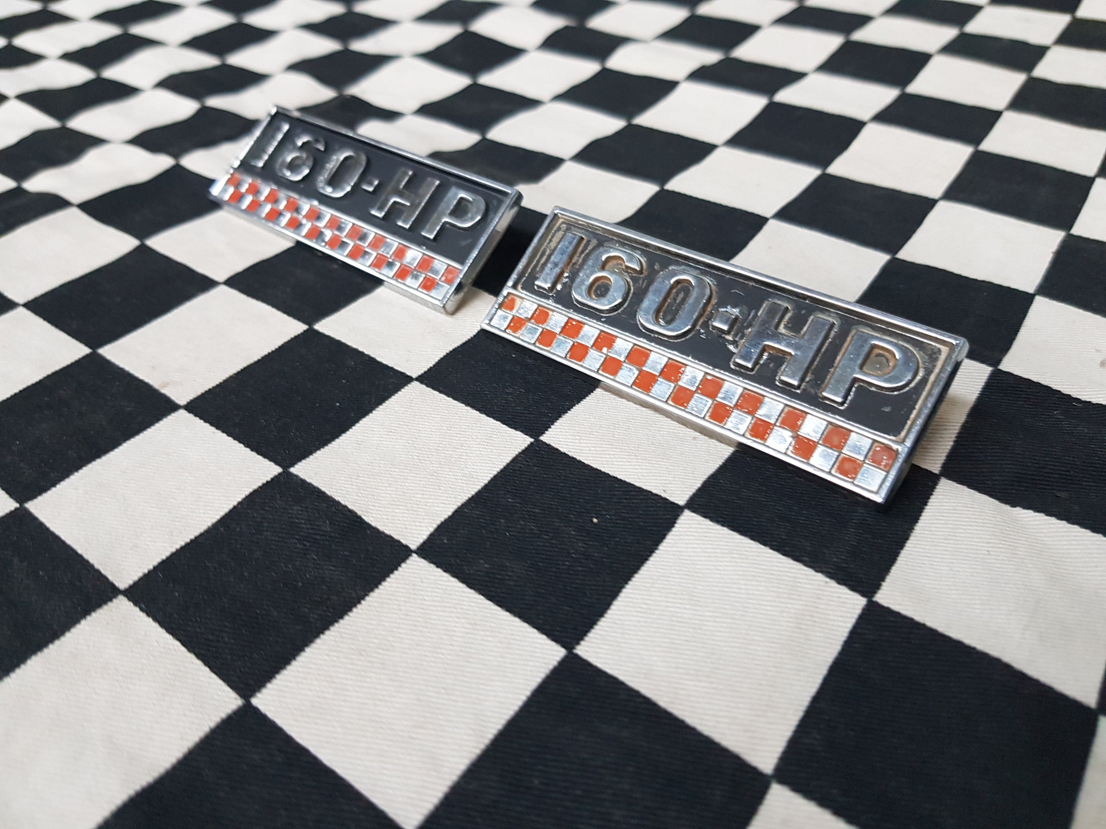 2x Chrysler Valiant Original 160 HP Guard Badges
