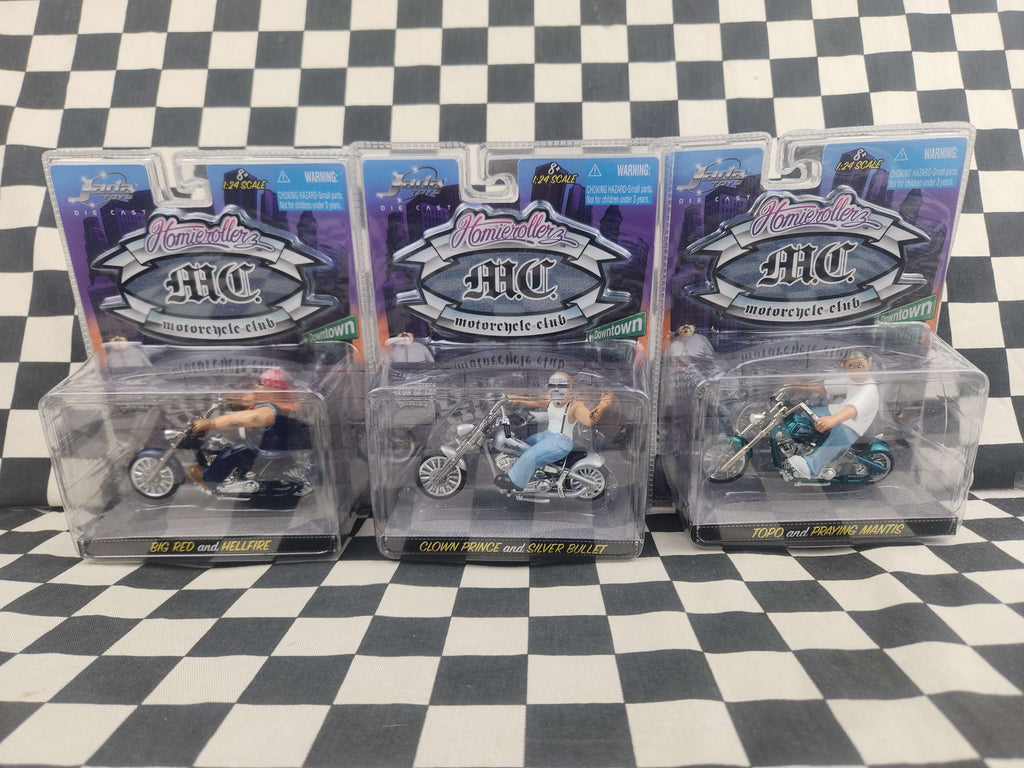 RARE! Jada Homie Rollers Motorcycle Club 1/24 Scale Bike & Rider Your Choice Of