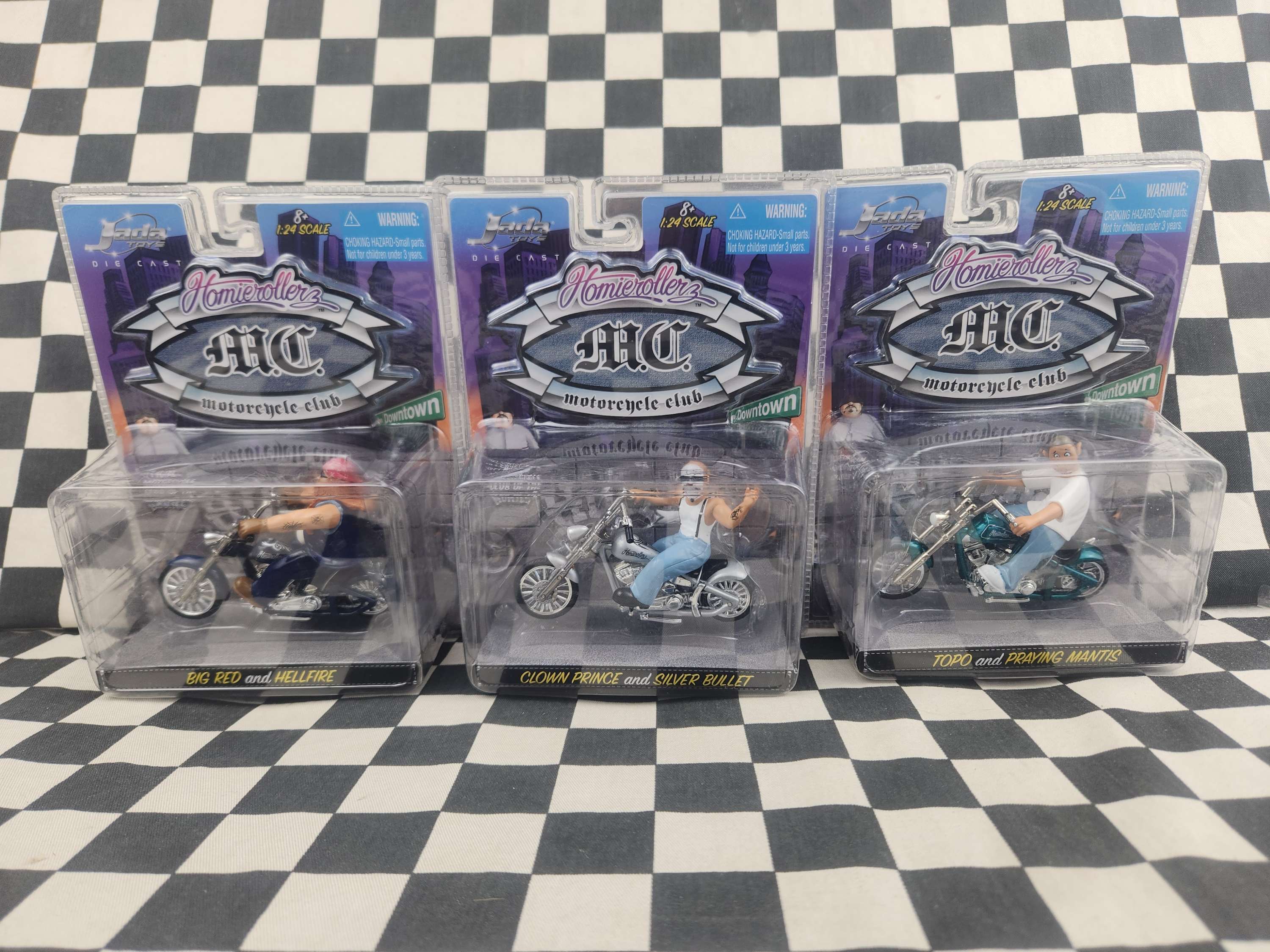 RARE! Jada Homie Rollers Motorcycle Club 1/24 Scale Bike & Rider Your Choice Of