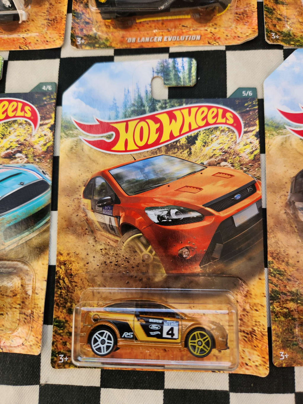 Hot Wheels Road Rally Set of 6 Wrx Focus Mini Cooper VW Lancer Evo Ford Escort