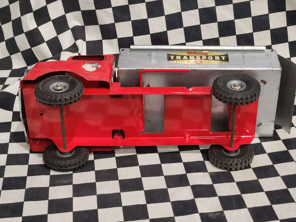 Vintage Tri-Ang Tin Toy Dump Truck Red