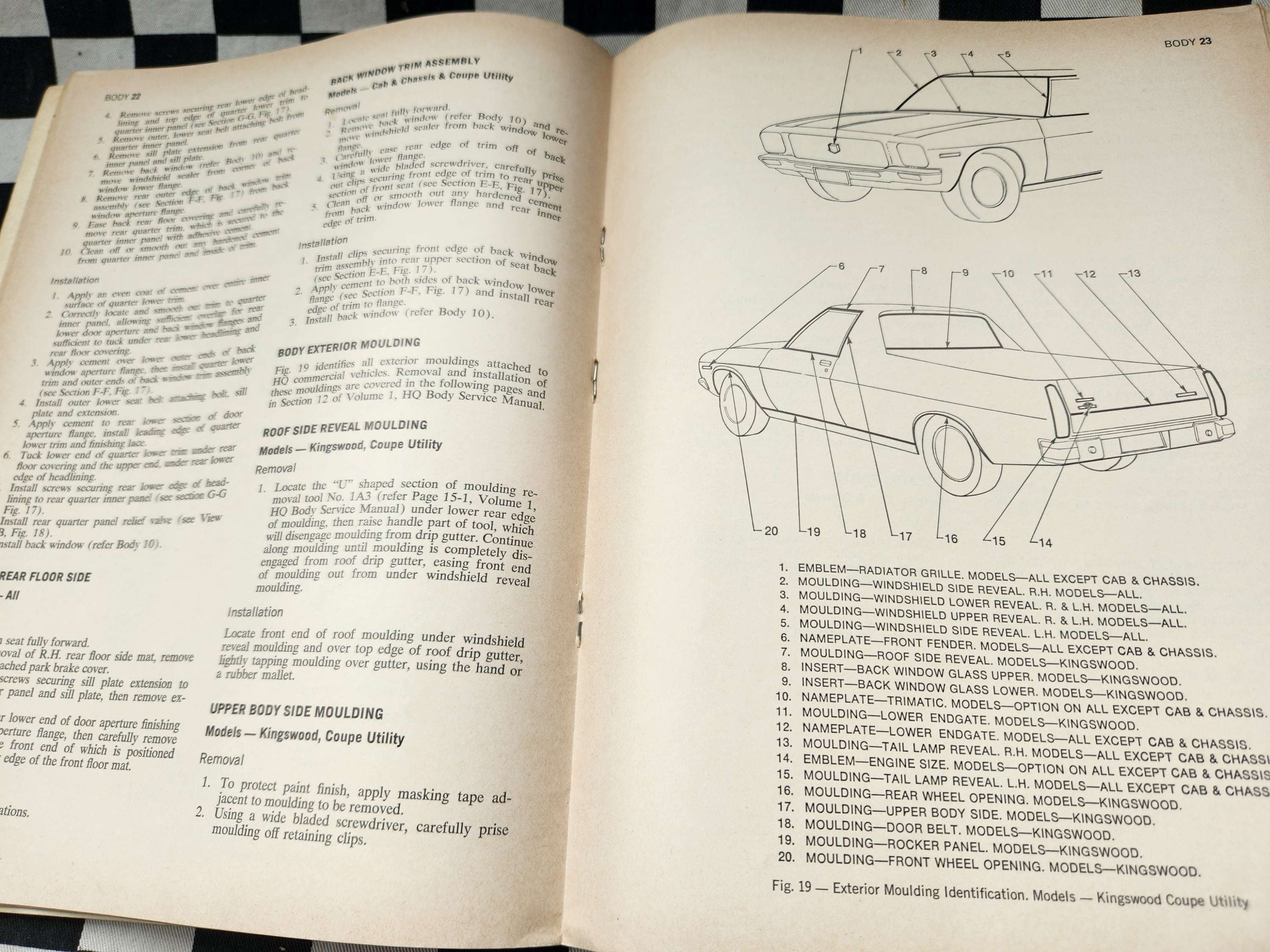 Genuine Holden HQ Vol 6 Commercial Vehicles Supplement UTE VAN ONE TONNER