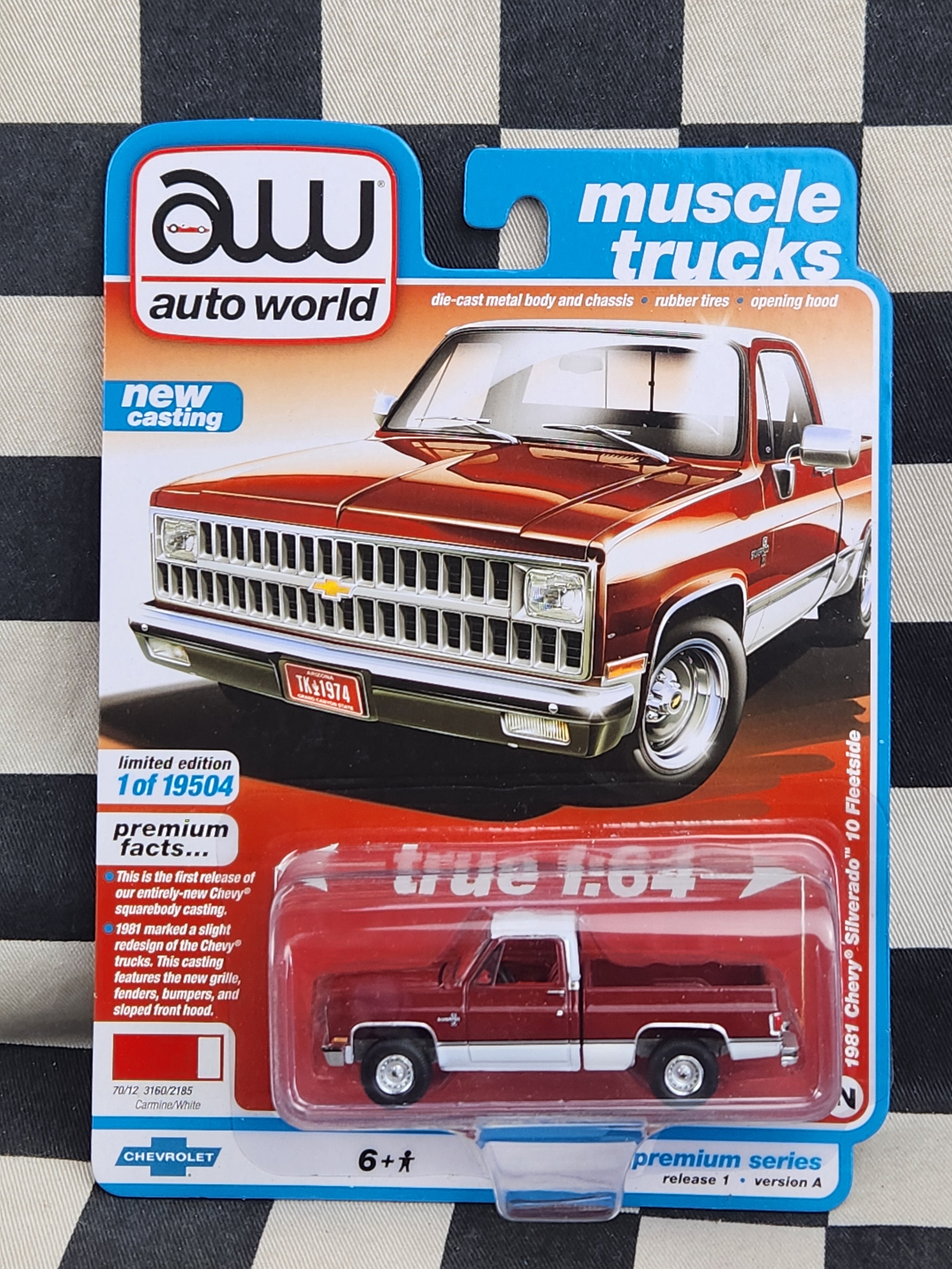 Auto World Muscle Trucks 1981 Chevy Silverado C10 Fleetside Carmine Red/White